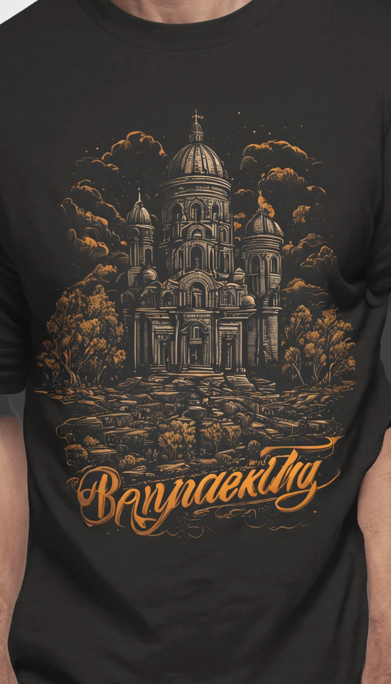 landscape surrounded by vibraprint ready vector t-shirt design, professional vector, high detail, t-shirt design, graffiti, vibrant, nt, cityscape.