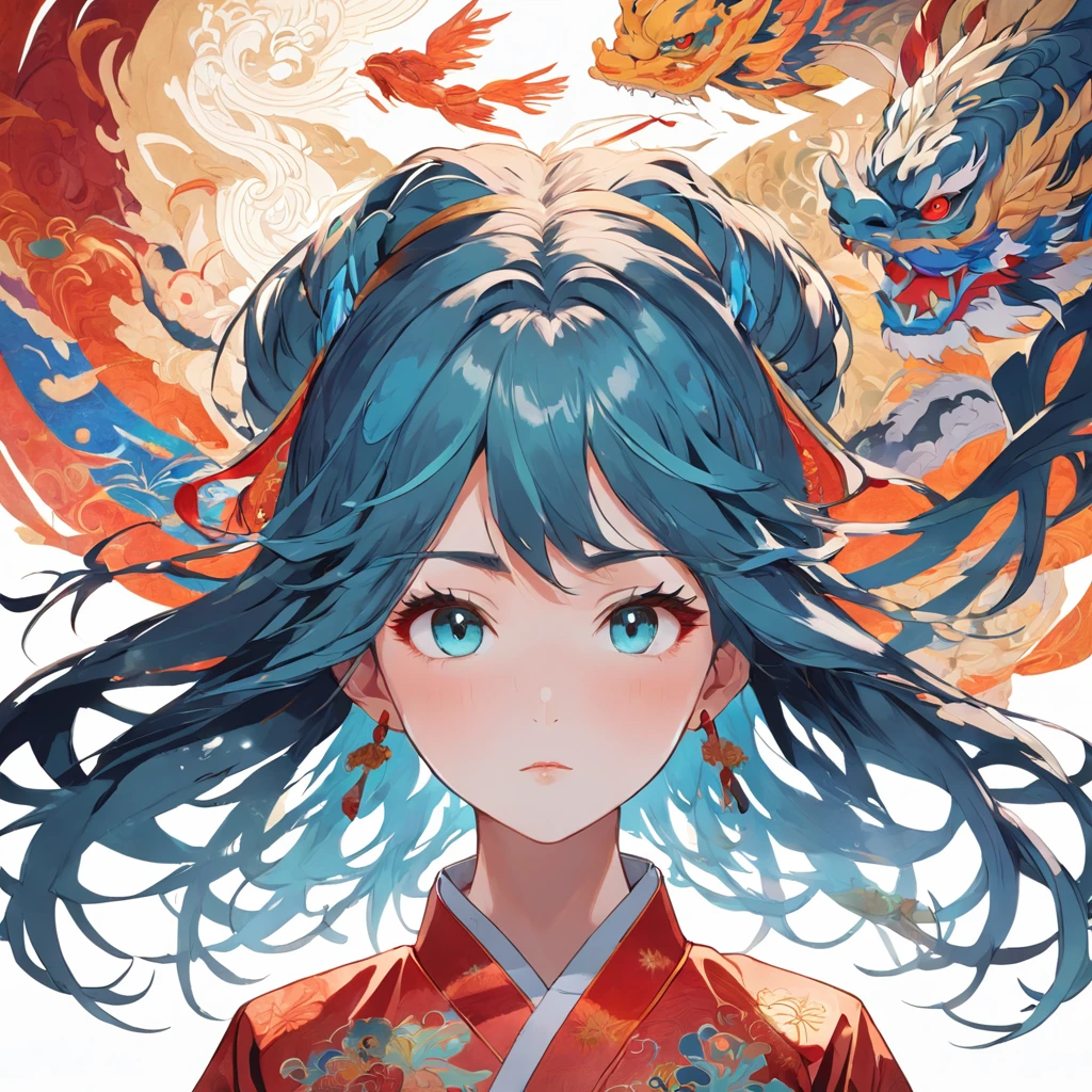 (White background:1.4),(Silhouette of a girl's head, Eyes closed, colorfull long hair, Oriental elements),(Chinese illustration:1.3,paper art:1.3, Quilted paper art:1.2),( reasonable design, Clear lines, High sharpness,Best quality, Very detailed, Masterpiece, movie light effect, 4K )