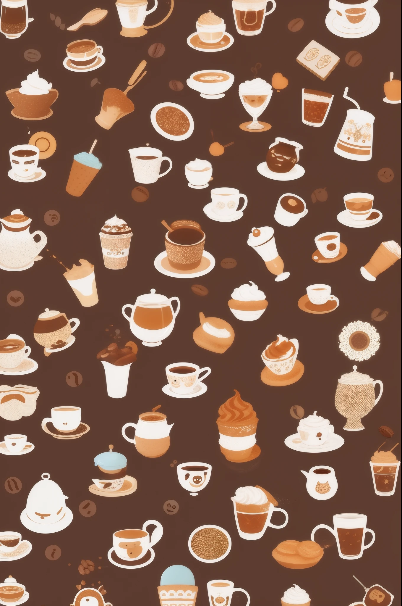 A coffee pattern with variation of funny coffee icon and cute icon