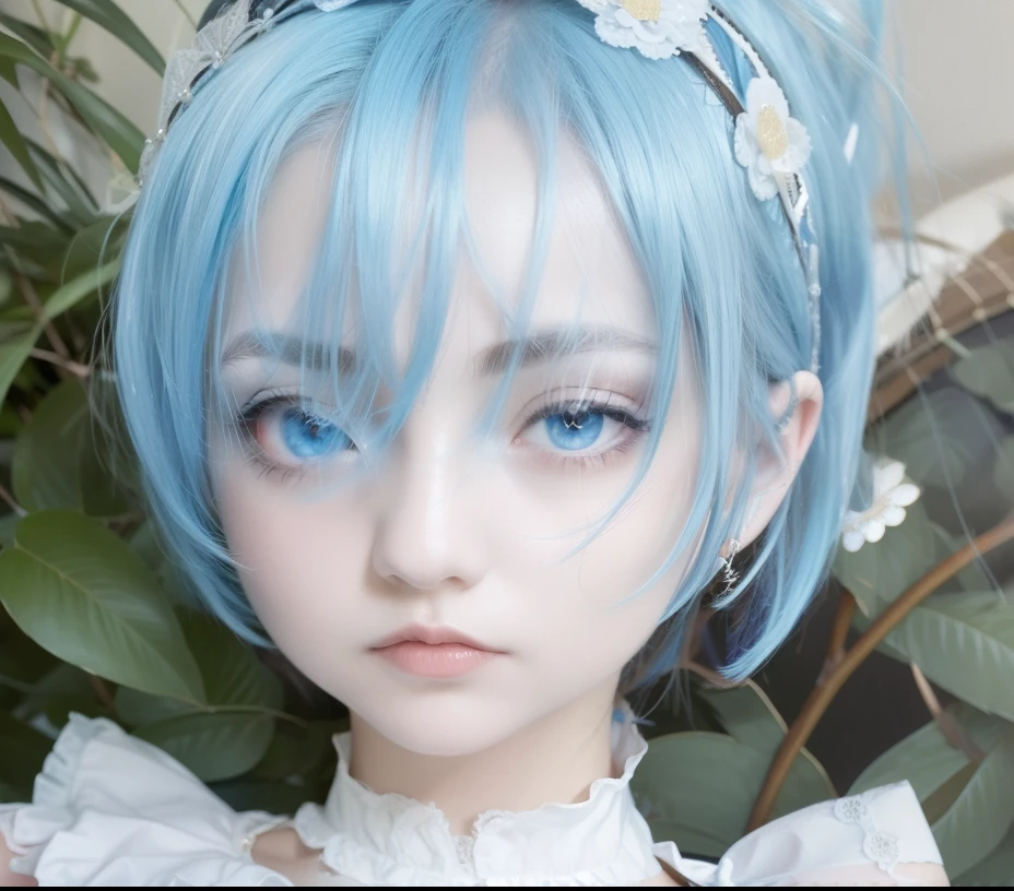 1girl, Rem, Sexy Clothes, Short hair, Black hair, Blue eyes, realistic, ultra detail, 70mm lens,