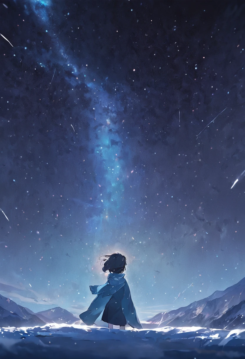 Lobo na neve, noite estrelado com aurora
