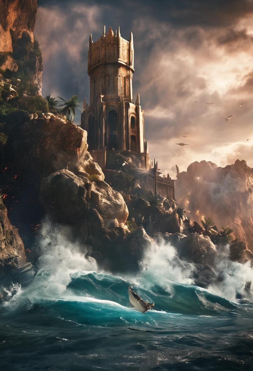 The clash of titans as Poseidon and Zeus clash their tridents in a fierce battle of wills.