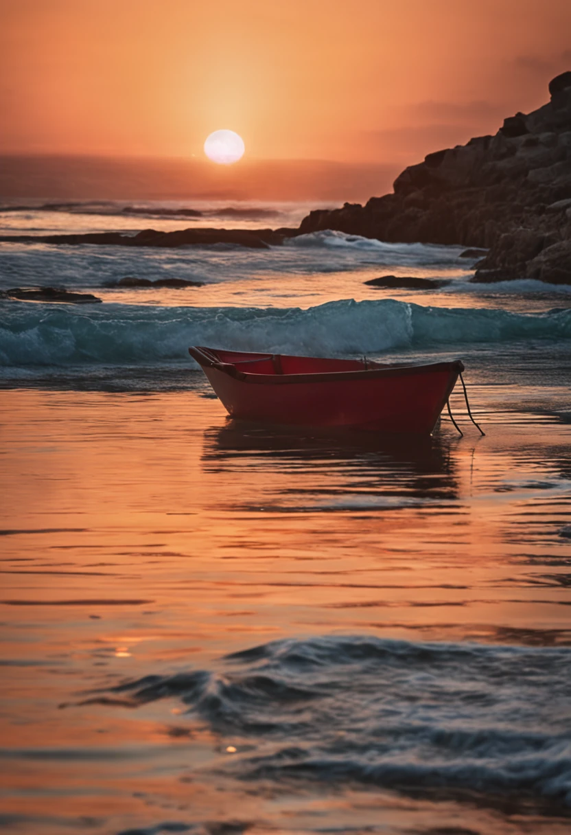 Turn this glass into an incredibly beautiful and bright sunset water, com reflexos dourados e laranja intensos.+(setting sun, orange sky, nuvens douradas)