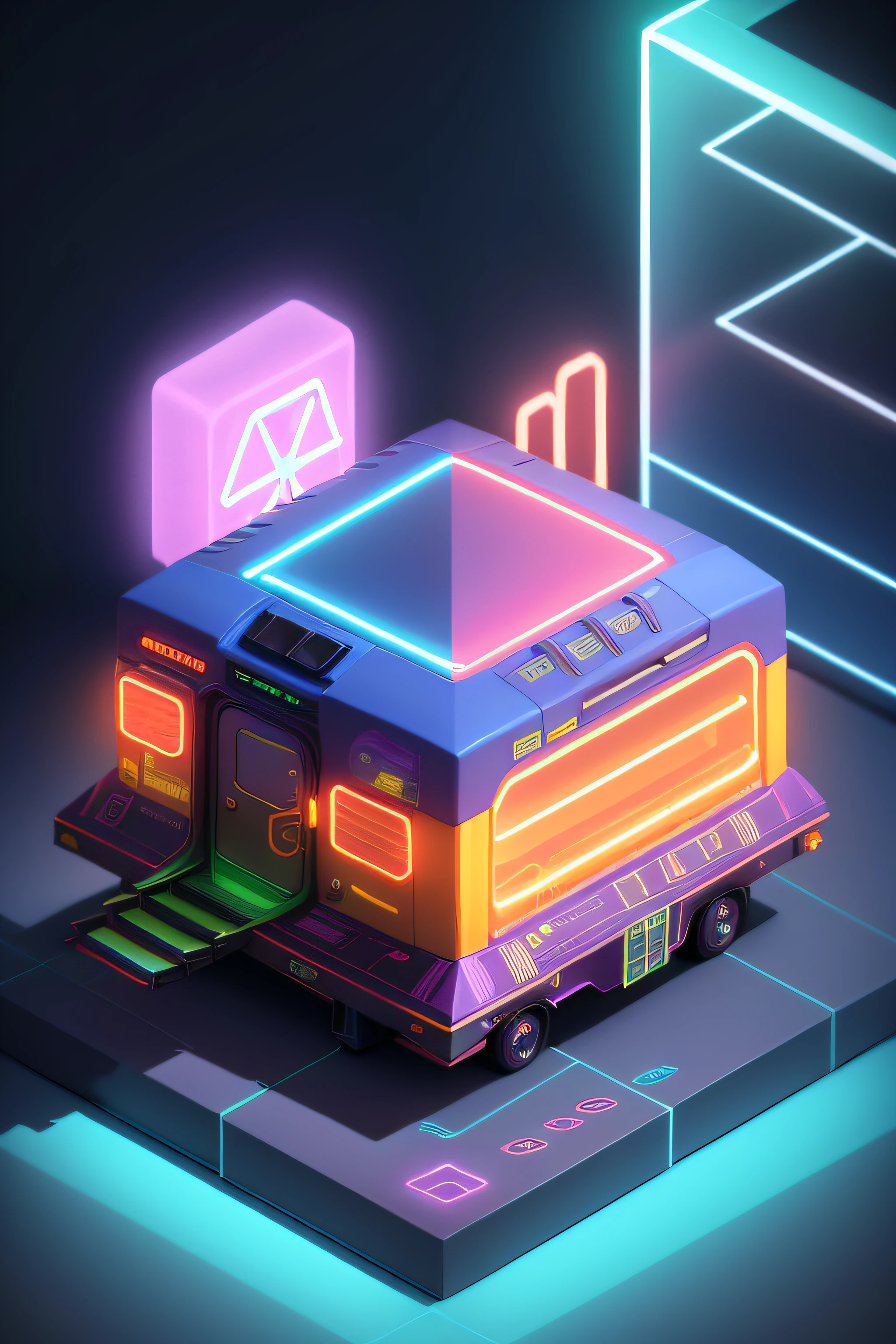 detalhado, sombreamento suave, neon lighting, ((isometric)) world of organic technology, intrincado, elegante, illustration, equipamento, chip