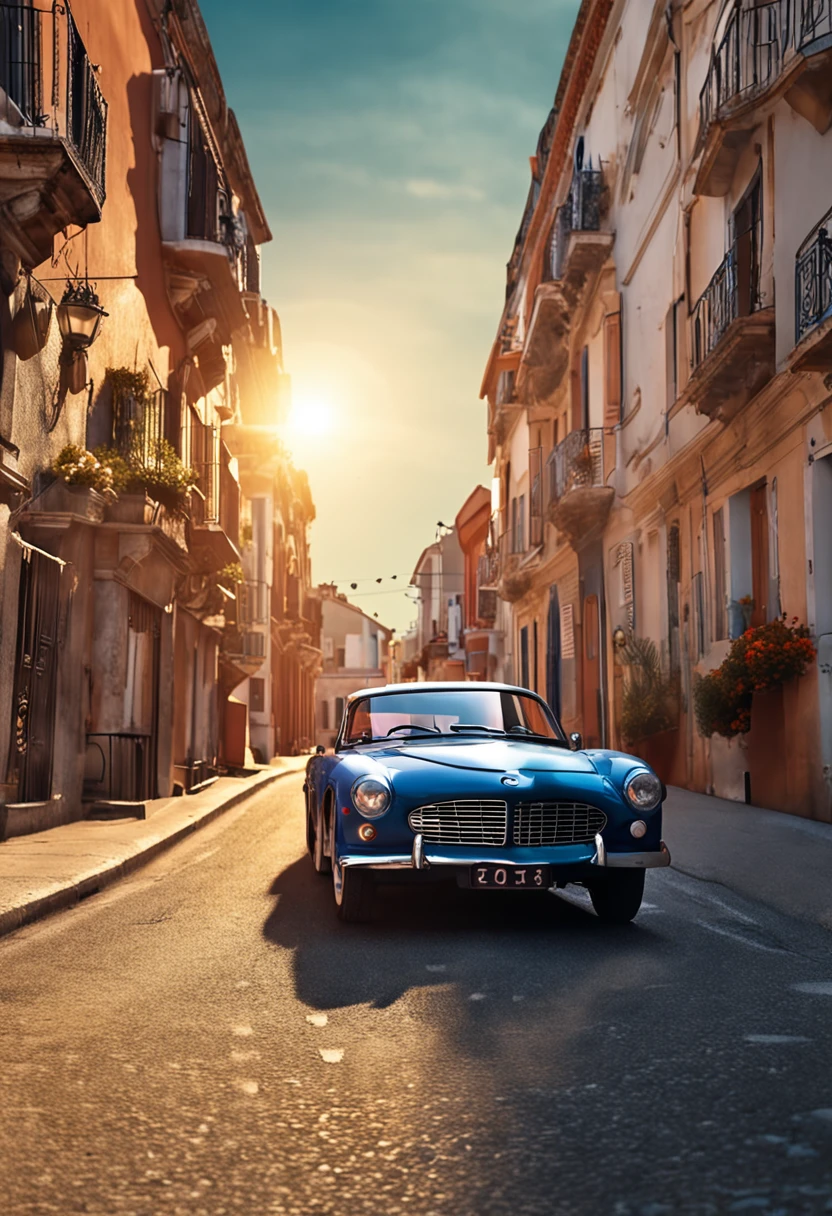 (Master part, High resolution, Pittoresque:1.2), BMW car of the years 2023, (Retro Orange Exterior:1.1), Design iconique, cruise along Harbor Road, (Reflective lights:1.2), Sun-drenched, Bruissement de la brise marine, (Vue sur le port:1.1), waves crashing to shore, Horizon de la ville en miroir, Nostalgic atmosphere, Play of light and shadow, Calques riches, Moment captivant, Vue sur la rue du vieux monde, Sensation vintage, Moments de fondu