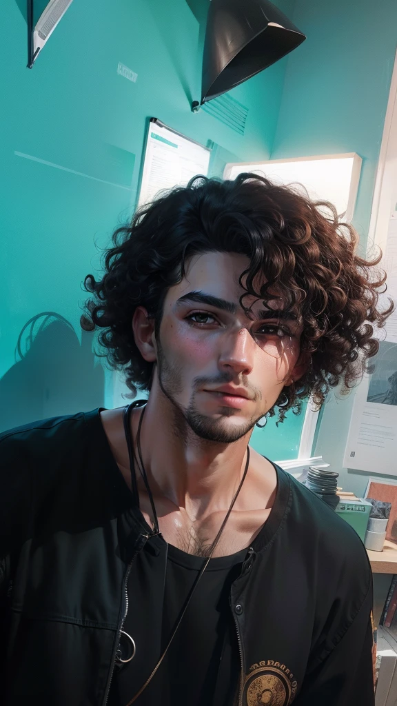 Illustration of mpreno man with curly hair