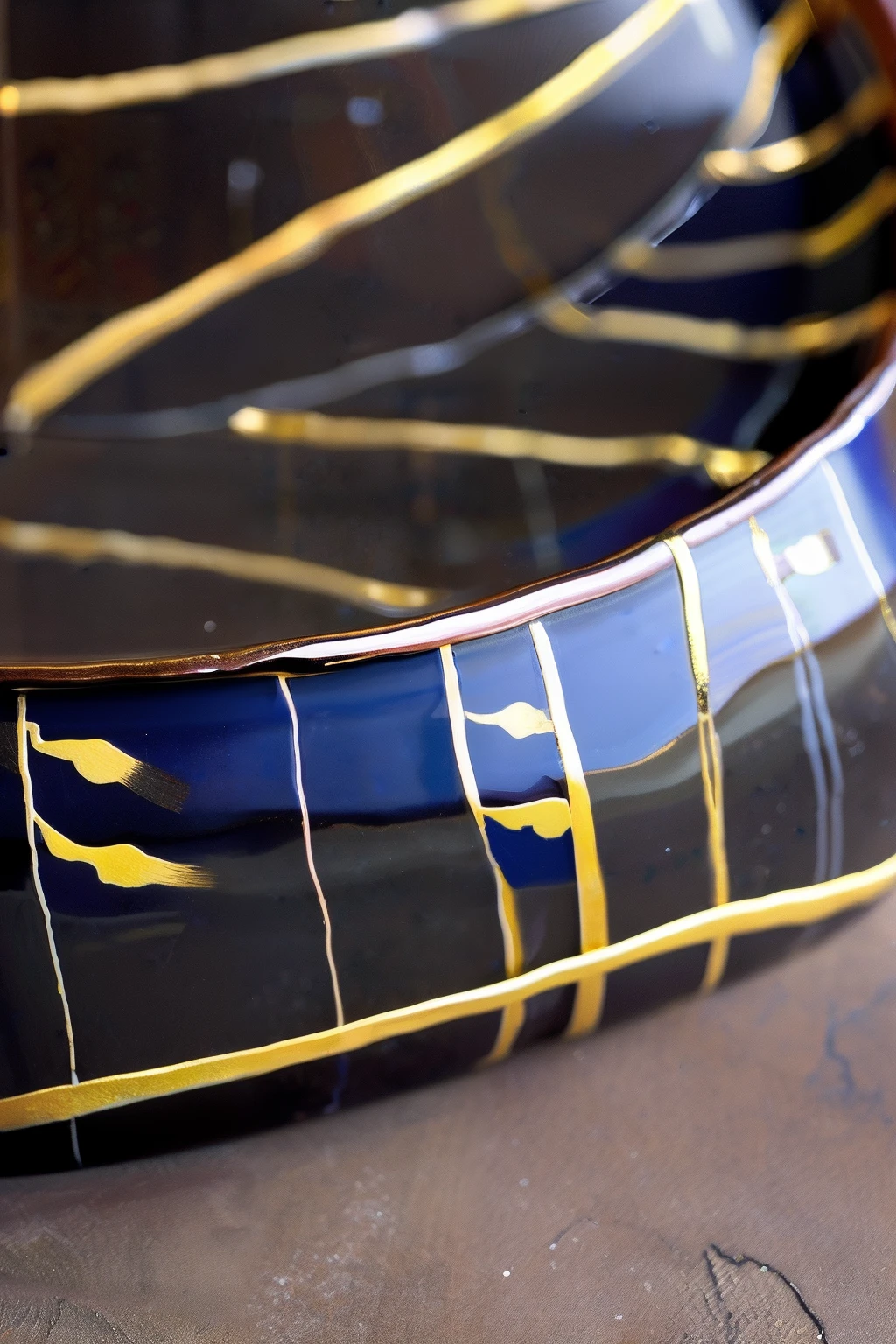 pronpt: Please generate a ceramic image of only the ornamental pattern of Kintsugi。

This prompt is、In the technique of kintsugi、Cracks and chips、Damaged parts of ceramics such as cracks are bonded with lacquer.、It only produces images of decorative patterns obtained in the process of decorating with metal powder such as gold.。Repairing damaged parts of ceramics with kintsugi、Generate images that make decorative patterns with metal powder look beautiful。

important document:

The image generated is、Only the kintsugi ornamental pattern as part of the ceramics is clearly expressed.。
The unique pattern and design of the metal powder applied to the damaged area of the ceramic must be clearly visible.。
Colors and textures are、The decoration of the kintsugi is adjusted to stand out beautifully。
The generated image must be of high resolution、Ability to observe details clearly。
Be aware of:

this prompt only applies to kintsugi decorations。Try not to focus on the shape or background of the entire ceramic。
The image generated is、It is desirable to have the beauty and delicacy of a real kintsugi work.。