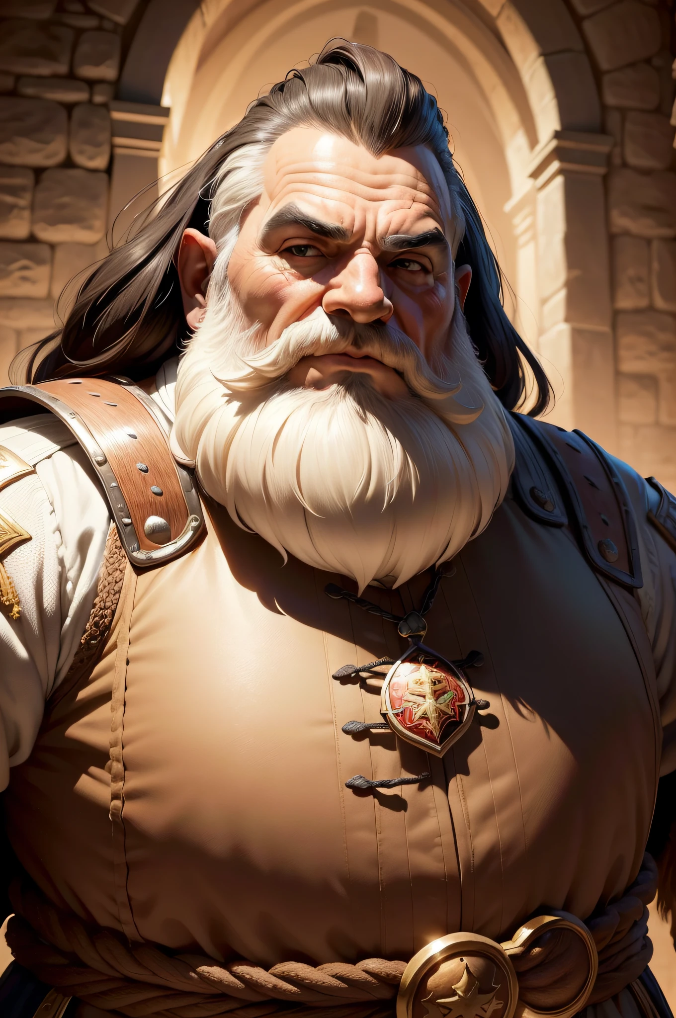 (personagem) Homem, dwarf, Barbudo, sobrancelha grossa, sujo, elmo, escudo, picareta, bravo. (imagem super detalhada), (obra-prima), (granulado), (16k), (super-realista), (Tema Fantasia Medieval), (RPG), (Senhor dos Aneis)