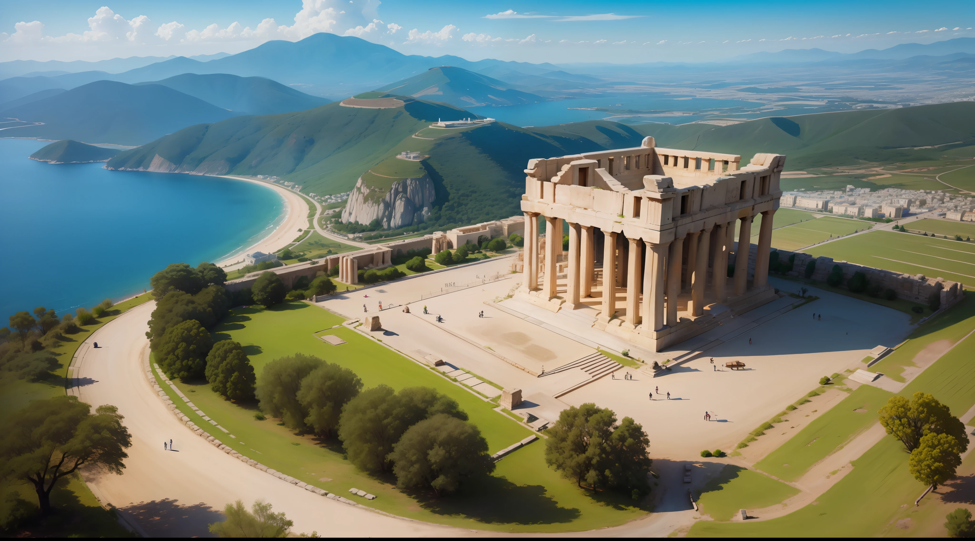 Ancient Greece, aerial view, templos gregos, ruas de pedra