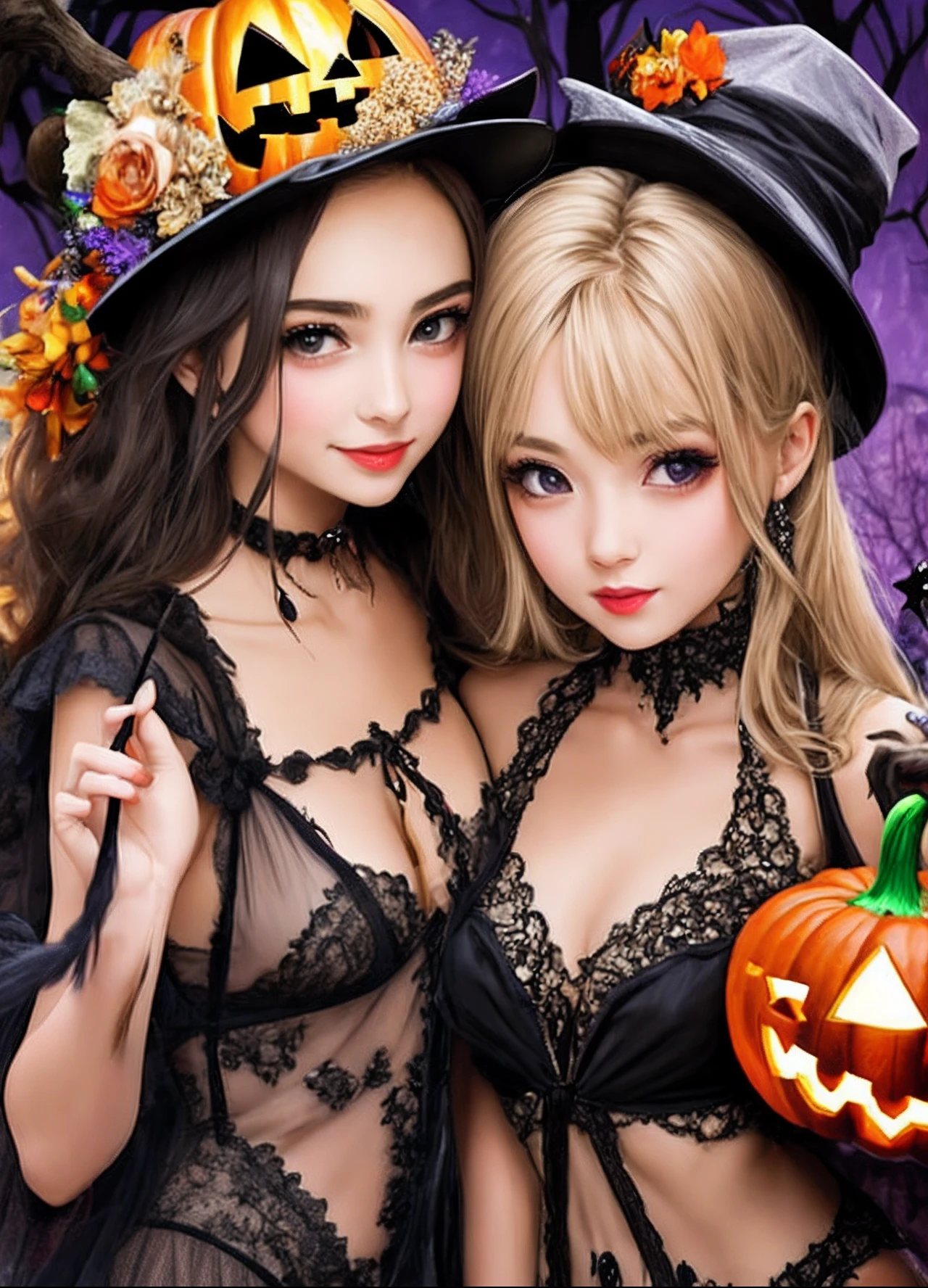 Halloween、Beautiful fece、kawaii、two womens、A sexy、Parti