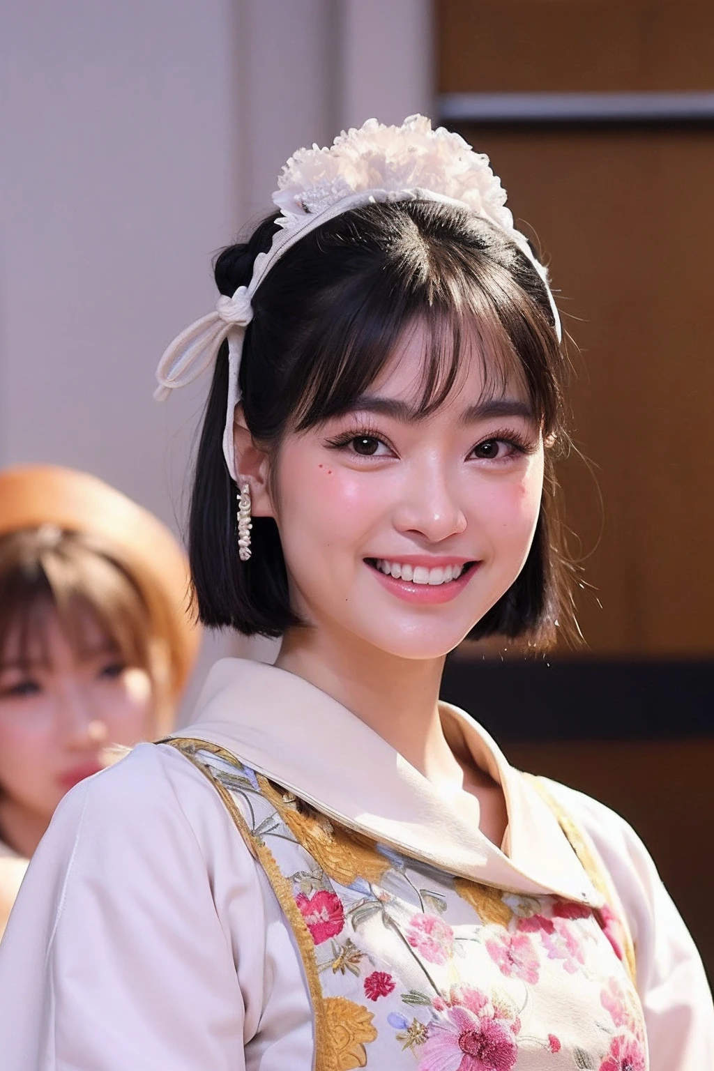 (extra detailed body、extra detailed face、best qualtiy:1.2)、femele、looking at the viewers、(Awa Odori、a smile)、(Koenji in the background:1.4)