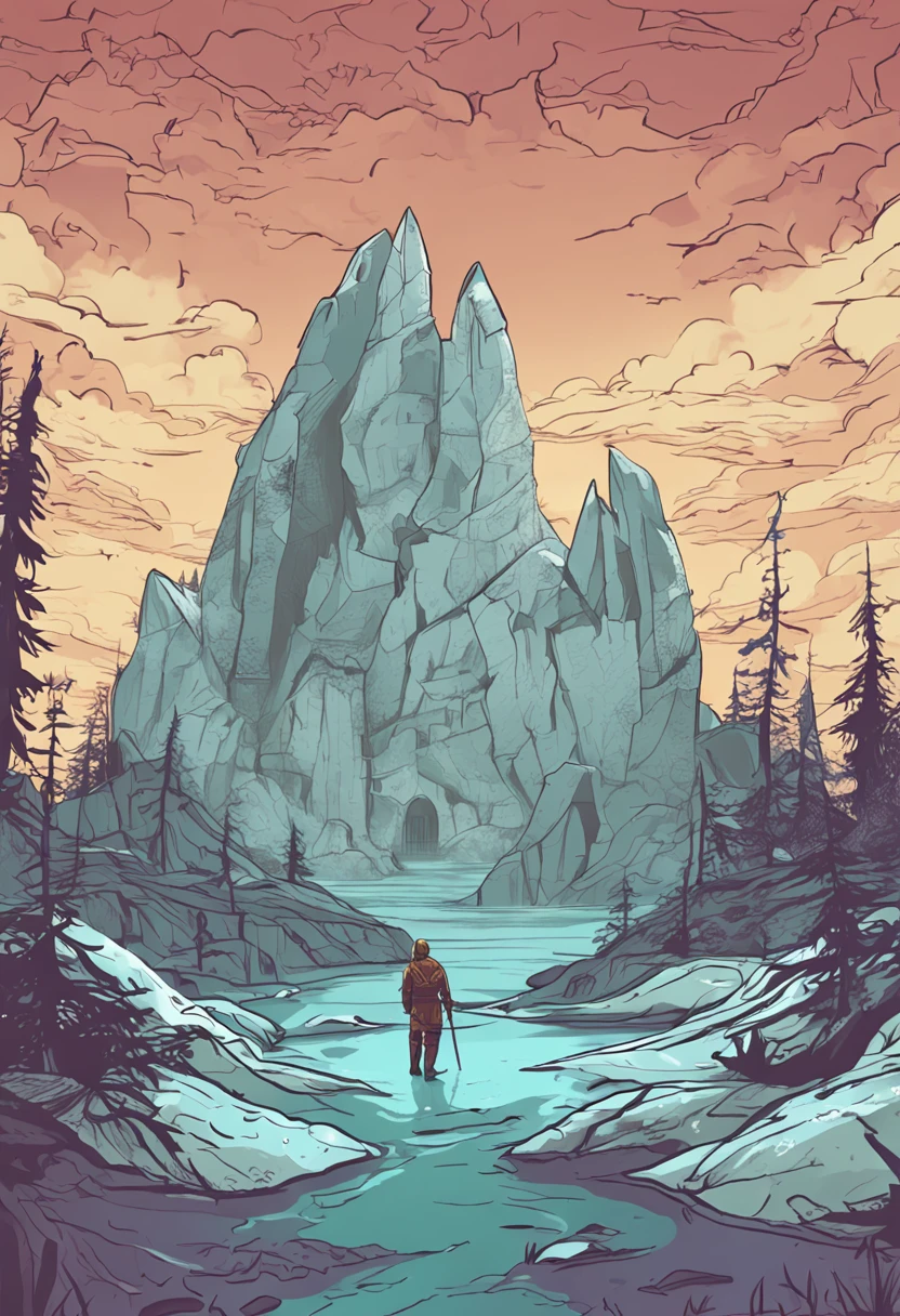 One day, explored, ice cave, found, old mysterious map, showed distant island, said to have hidden treasure, excited, grand adventure, decided, search for legendary treasure.