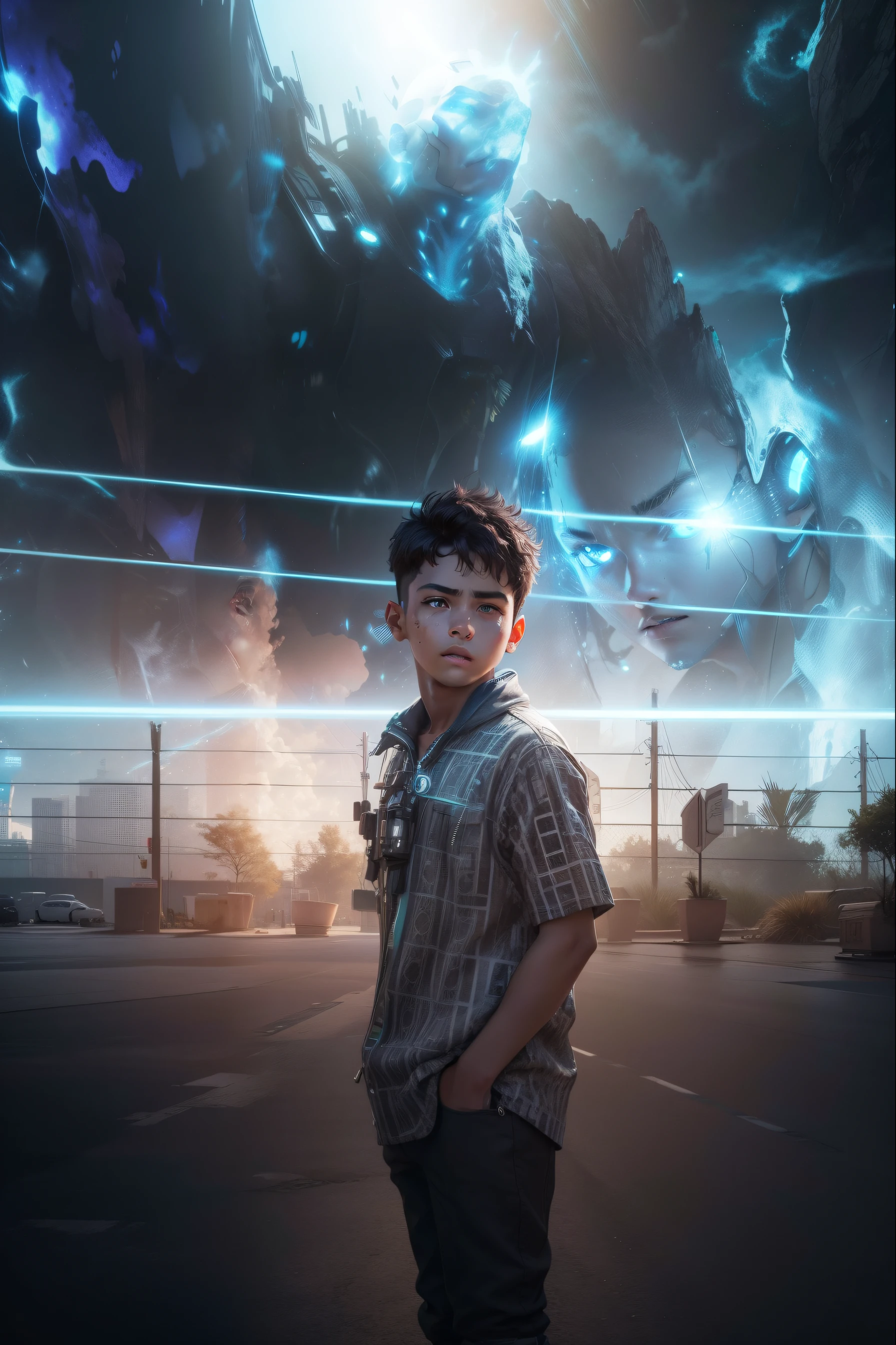 Boy futuristic background realistic face 8k quality ultra hd