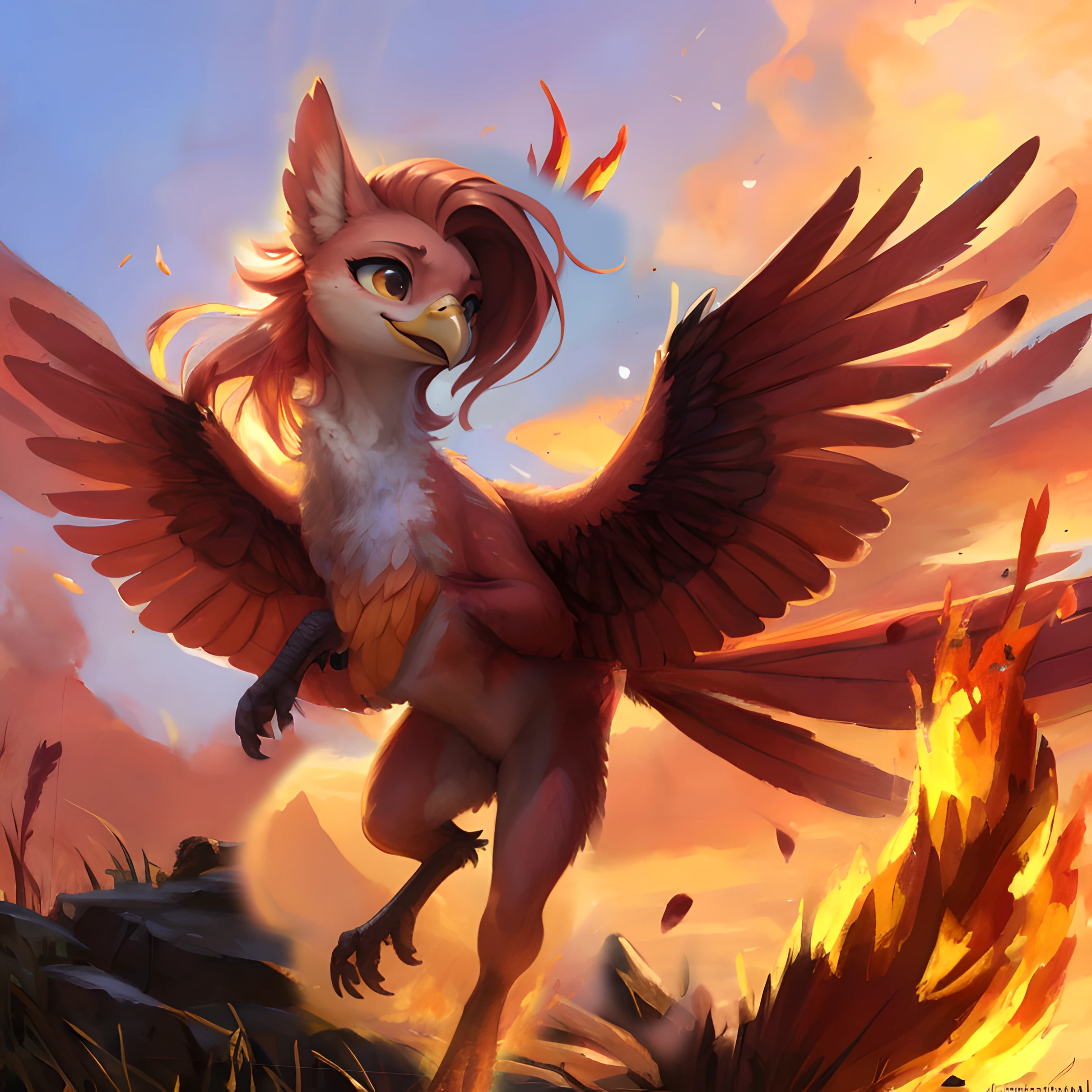 Author: kenket, Author: totesfleisch8, (Author: Thebigslick, Author: Silverfox5213:0.8), (by syuro:0.2), (full body shot), The body of a feral bird, Detailed and extremely fluffy body fur, fluff, Masterpiece, l Detailed background information, Happy, (uploaded on e621,8K, RAW photo, High Resolution,high quality), ((Masterpiece)), woman's, (frontal view), (Cinematic lighting), Backlighting, (shaded), (Simple gradient background), Author: Dagasi, (Author: personalami), [by ruan jia], Fluttershy, pink hair, turquoise eye color, (Fluttershy|phoenix:1.1), flying, wings, Fire Wings, full length, claws, (Bird's beak), (phoenix), large wings, fiery hair, splash art style, monster, feathered wings on its back, long hair, birdy, [cropped shot edges], birdy legs, flapping wings,