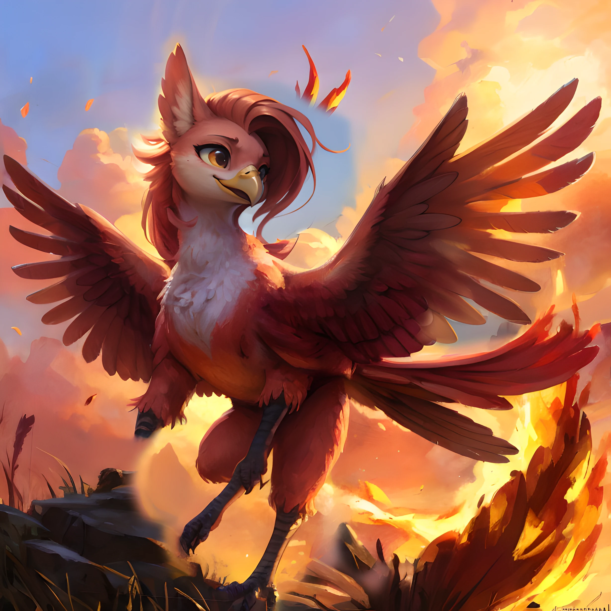 Author: kenket, Author: totesfleisch8, (Author: Thebigslick, Author: Silverfox5213:0.8), (by syuro:0.2), (full body shot), The body of a feral bird, Detailed and extremely fluffy body fur, fluff, Masterpiece, l Detailed background information, Happy, (uploaded on e621,8K, RAW photo, High Resolution,high quality), ((Masterpiece)), woman's, (frontal view), (Cinematic lighting), Backlighting, (shaded), (Simple gradient background), Author: Dagasi, (Author: personalami), [by ruan jia], Fluttershy, pink hair, turquoise eye color, (Fluttershy|phoenix:1.1), flying, wings, Fire Wings, full length, claws, (Bird's beak), (phoenix), large wings, fiery hair, splash art style, monster, feathered wings on its back, long hair, birdy, [cropped shot edges], birdy legs, flapping wings,