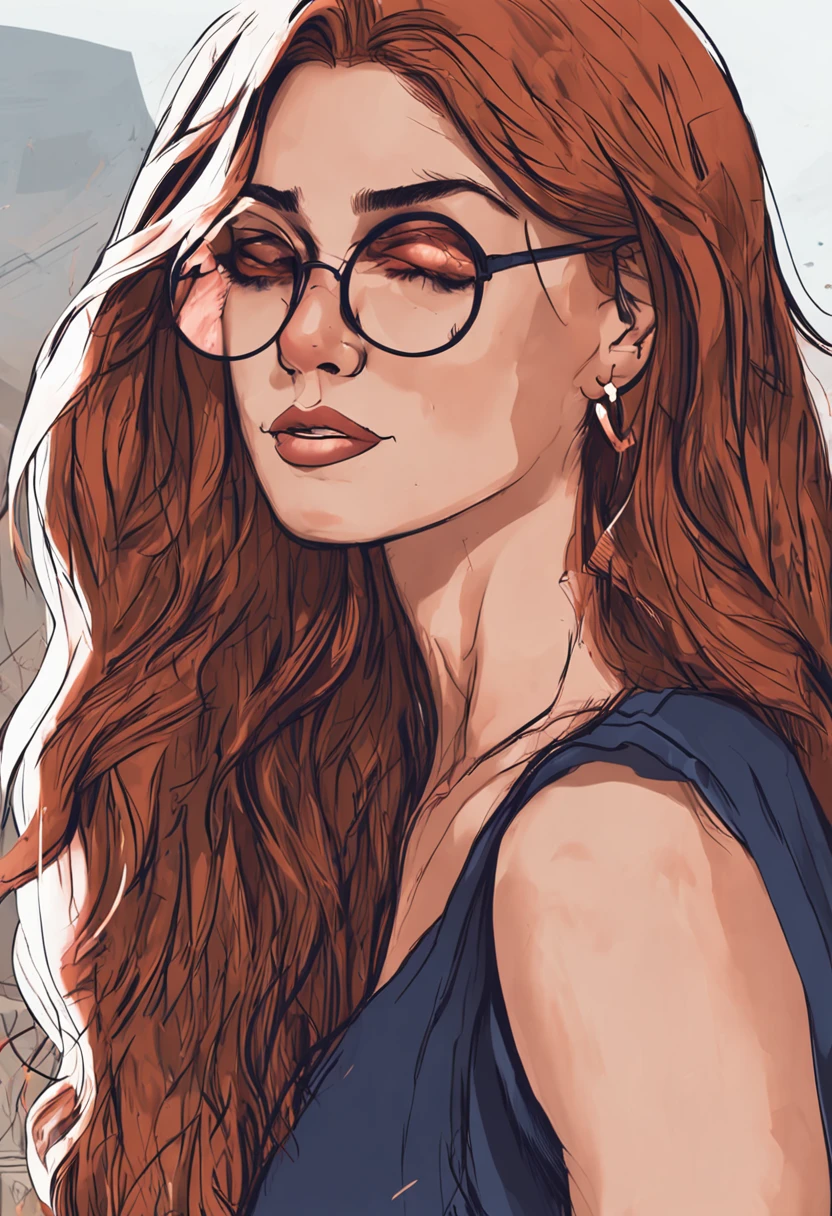 rosto redondo de uma mulher de 30 anos de oculos, cabelo curto na cor loiro escuro, com blusa branca