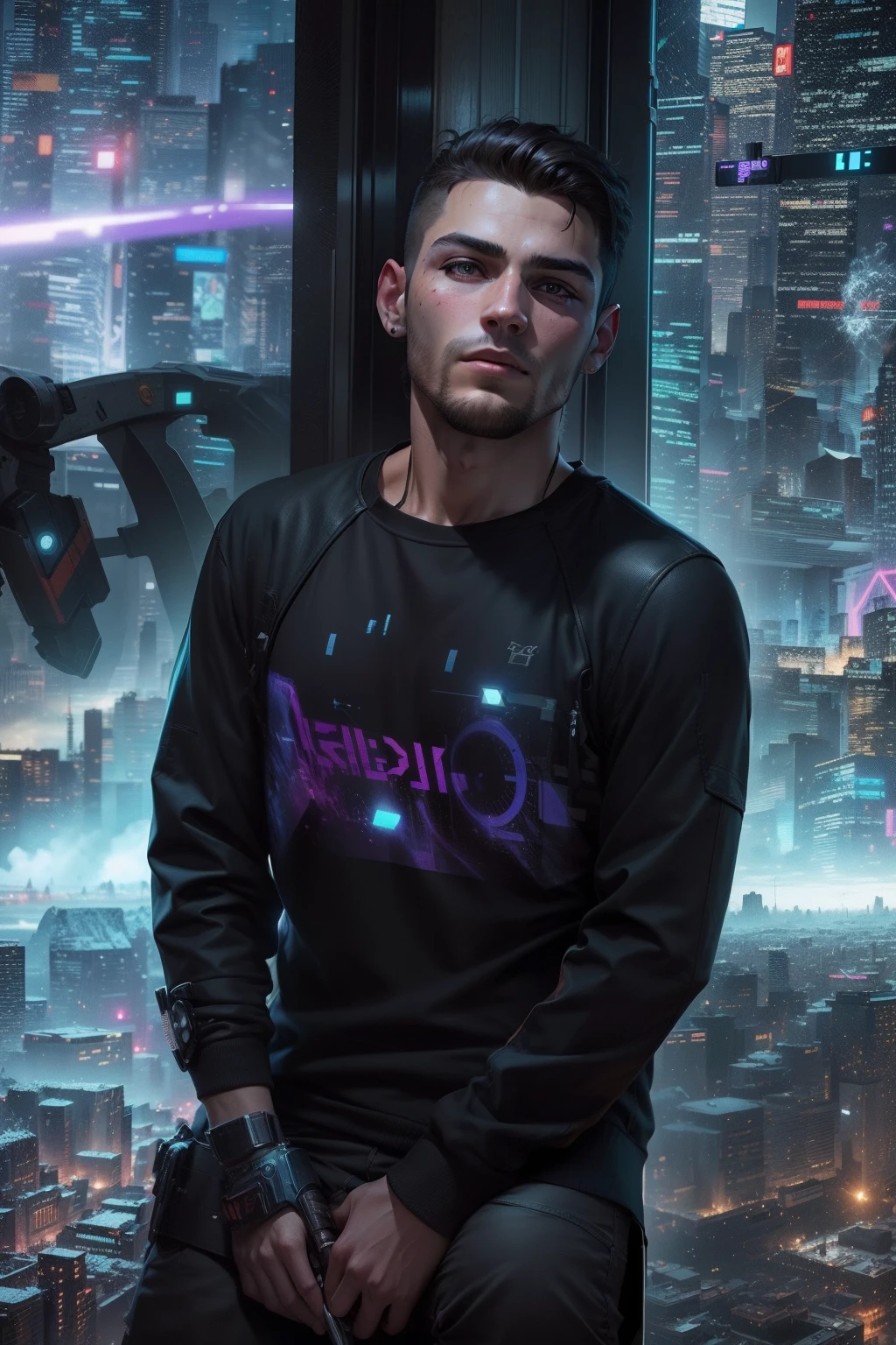 Change background cyberpunk handsome boy,realistic face, 8k, ultra realistic,