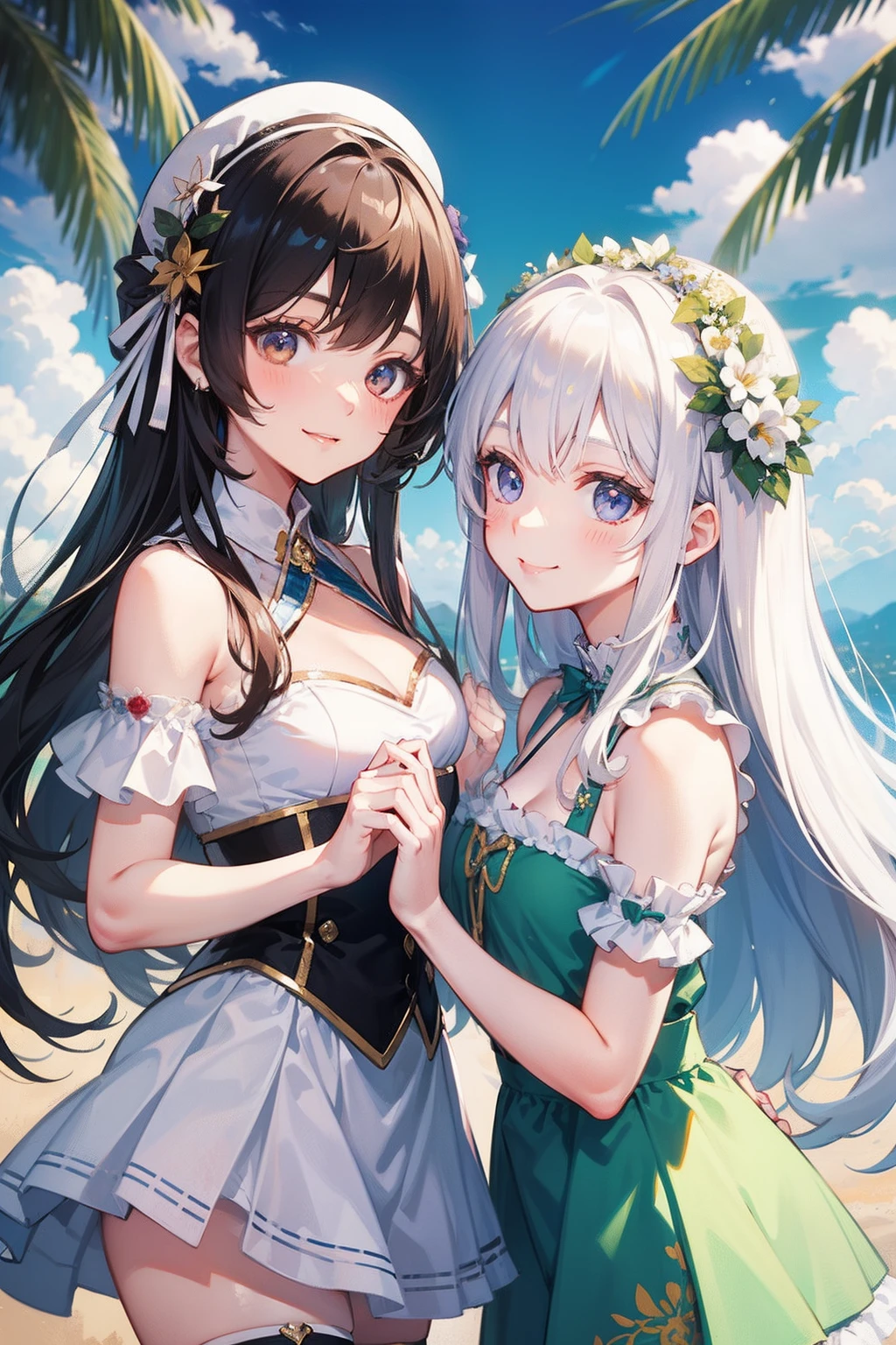  anime girl, realistic shadows, detailed skin, very small breasts, very detailed, 8k highly detailed face, perfect face shape, full perfect lips, perfect nose, correct beautiful eyes, watching viewer, hair flowers, masterpiece, best quality, single girl, no bra, no panty, solo