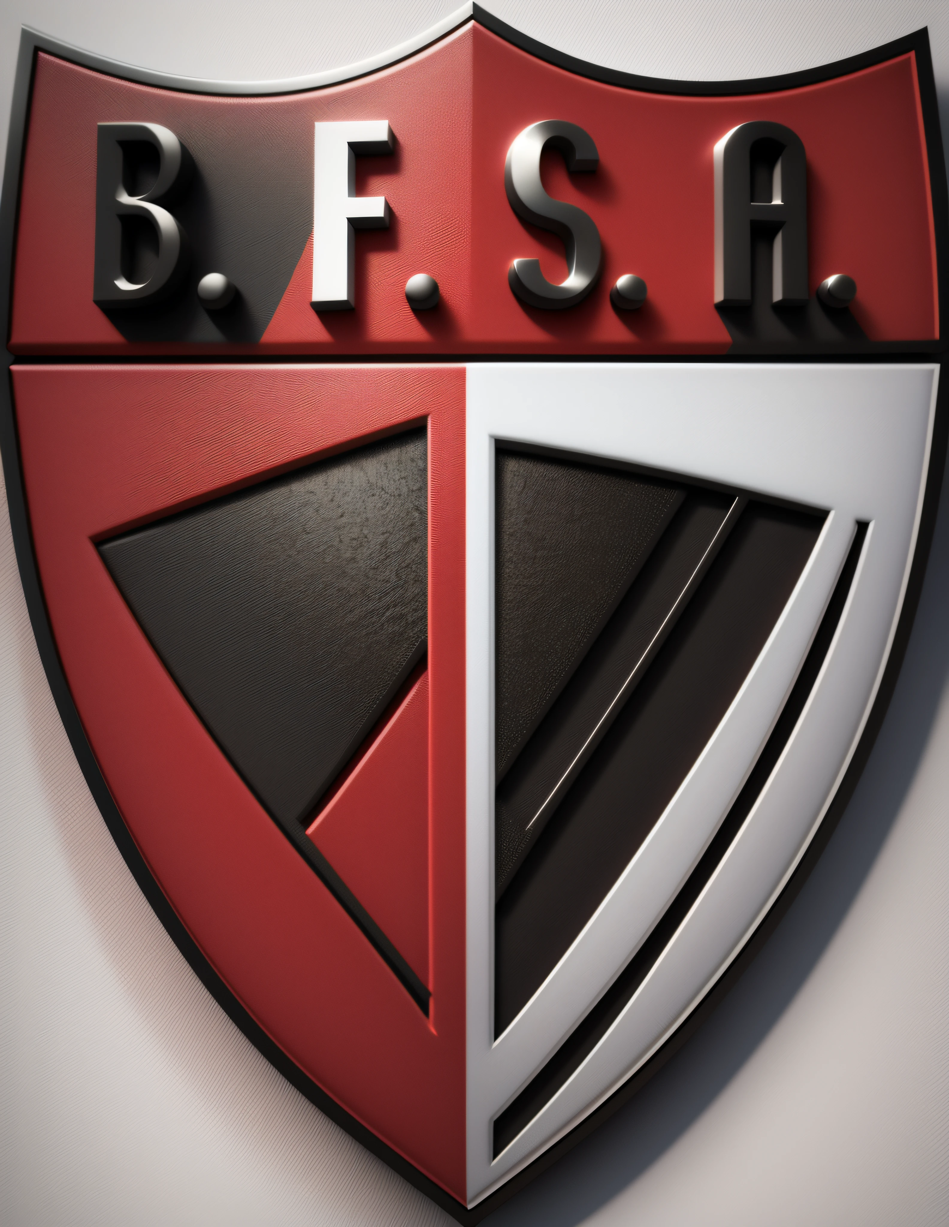 um close up de um escudo preto e branco com listras vermelhas e brancas, Brasil, preto branco vermelho, Directed by: Hugo Sanchez Bonilla, logotipo sem texto, by Beta Vukanović, Melhor logotipo, Fundo em chamas, BURNING SCENERY, Transform Coat of Arms into acrylic colors in realistic 3D and high relief