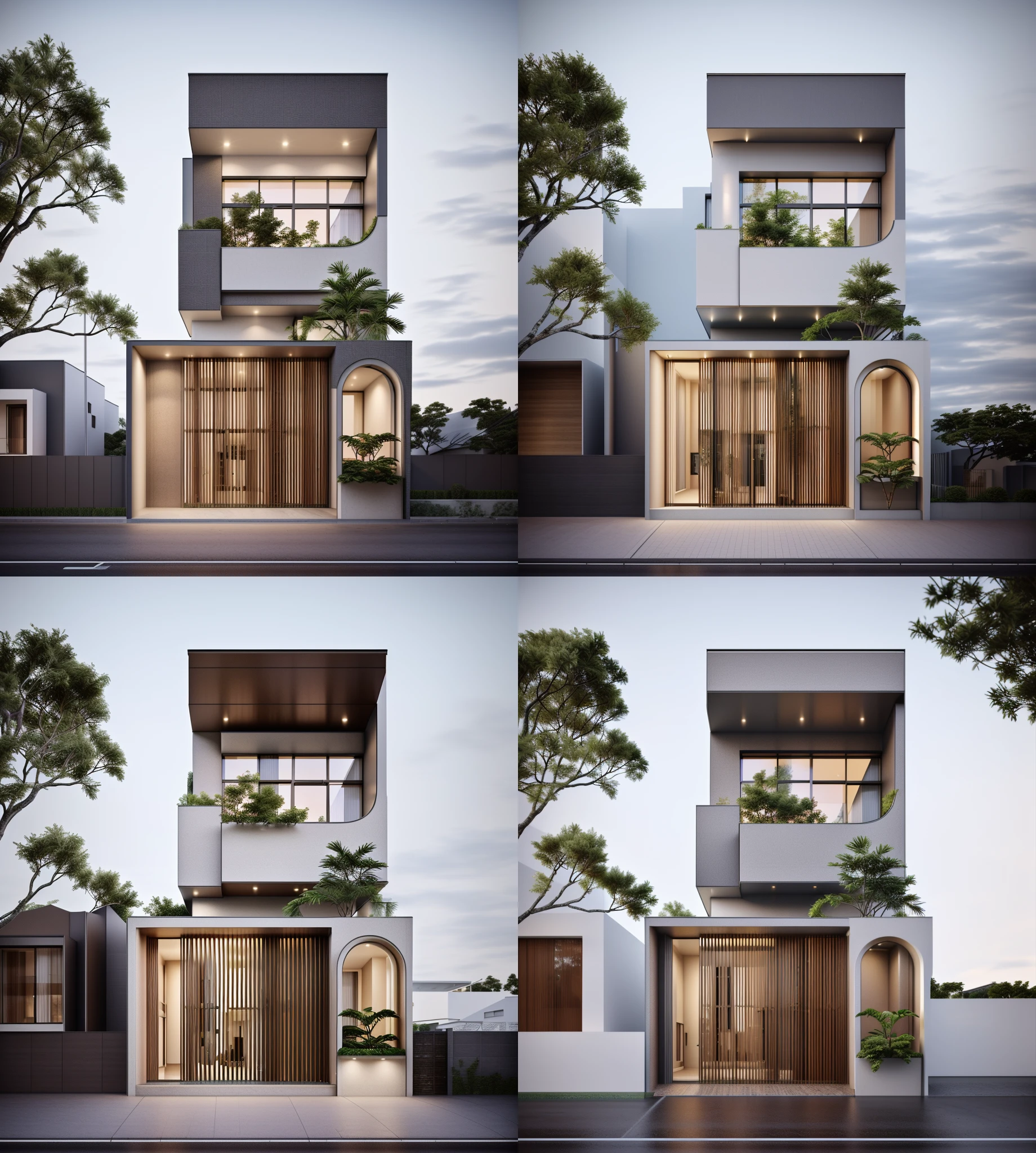 Rendering of a modern residential townhouse, professional render ...