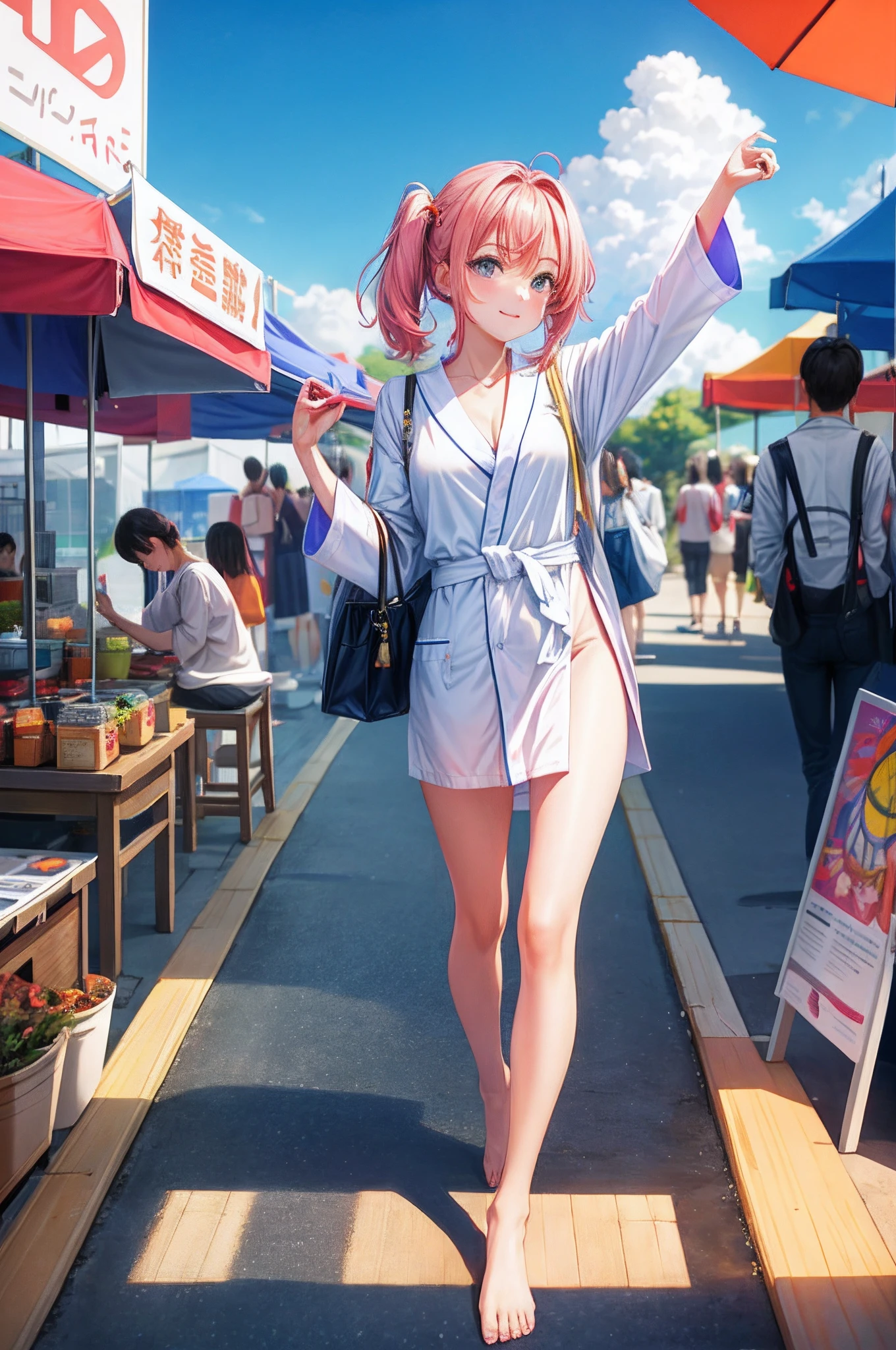 Summer Festivals、skyrocket,lesbians、posterior view、nigh sky、bathrobe