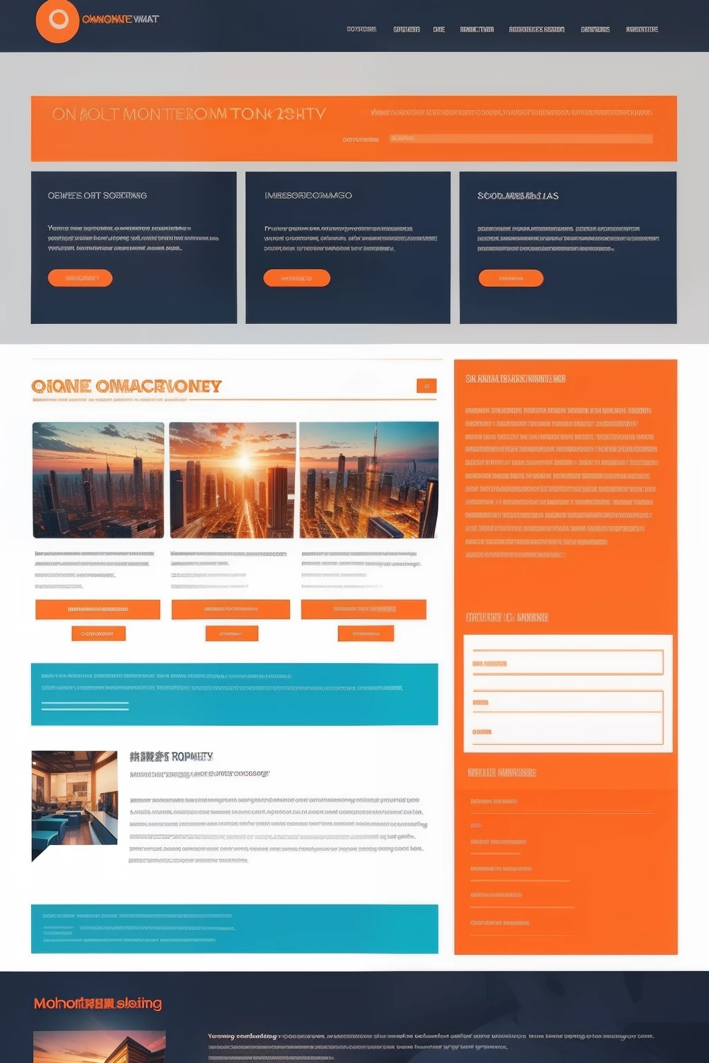 marketing company website in orange blue