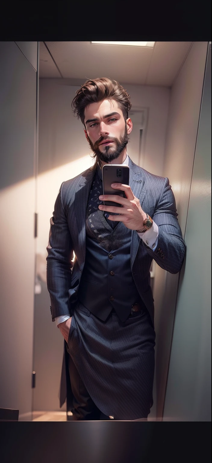 Very Handsome, very realistic, same clothes, full beard