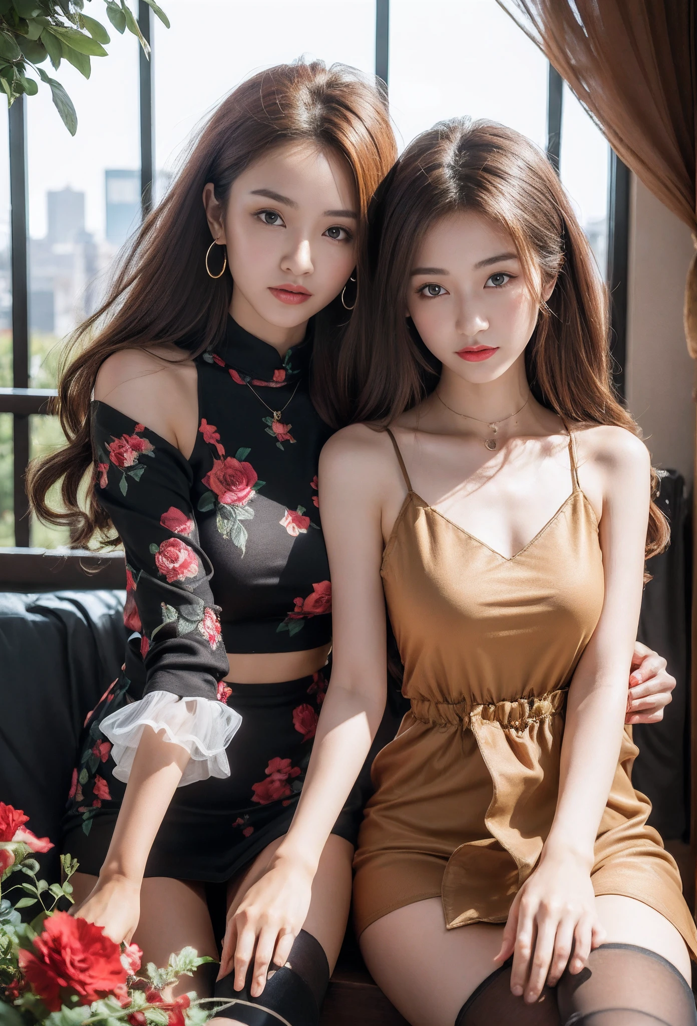 ((Realistic lighting, Best quality, 8K, Masterpiece: 1.3)), Clear focus: 1.2, 1girl, Perfect body beauty: 1.4, Slim abs: 1.1, ((dark brown hair)), (White dress: 1.4), (Outdoor, night: 1.1), City Street, Super Fine Face, Fine Eyes, Double Eyelids, (Over the knee black stockings: 1.5)