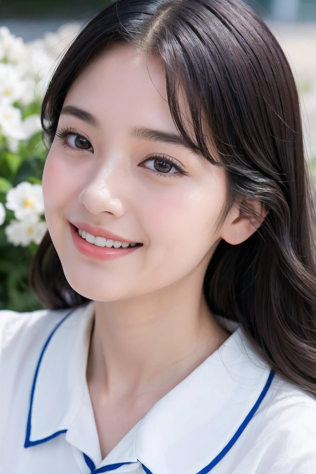 (8k), (highest quality: 1.2), (Realistic), (Realistic: 1.37), Ultra-high resolution, 1 girl, Head to knee photo、cute, smile, Mouth closed, Beautiful details, Beautiful Nose, whole body, Wet Hair, Giant Dulcefo, pork, , (Big Breasts)、Saggy breasts、Soft Breasts、Voluptuous thighs、Heterochromia iridis