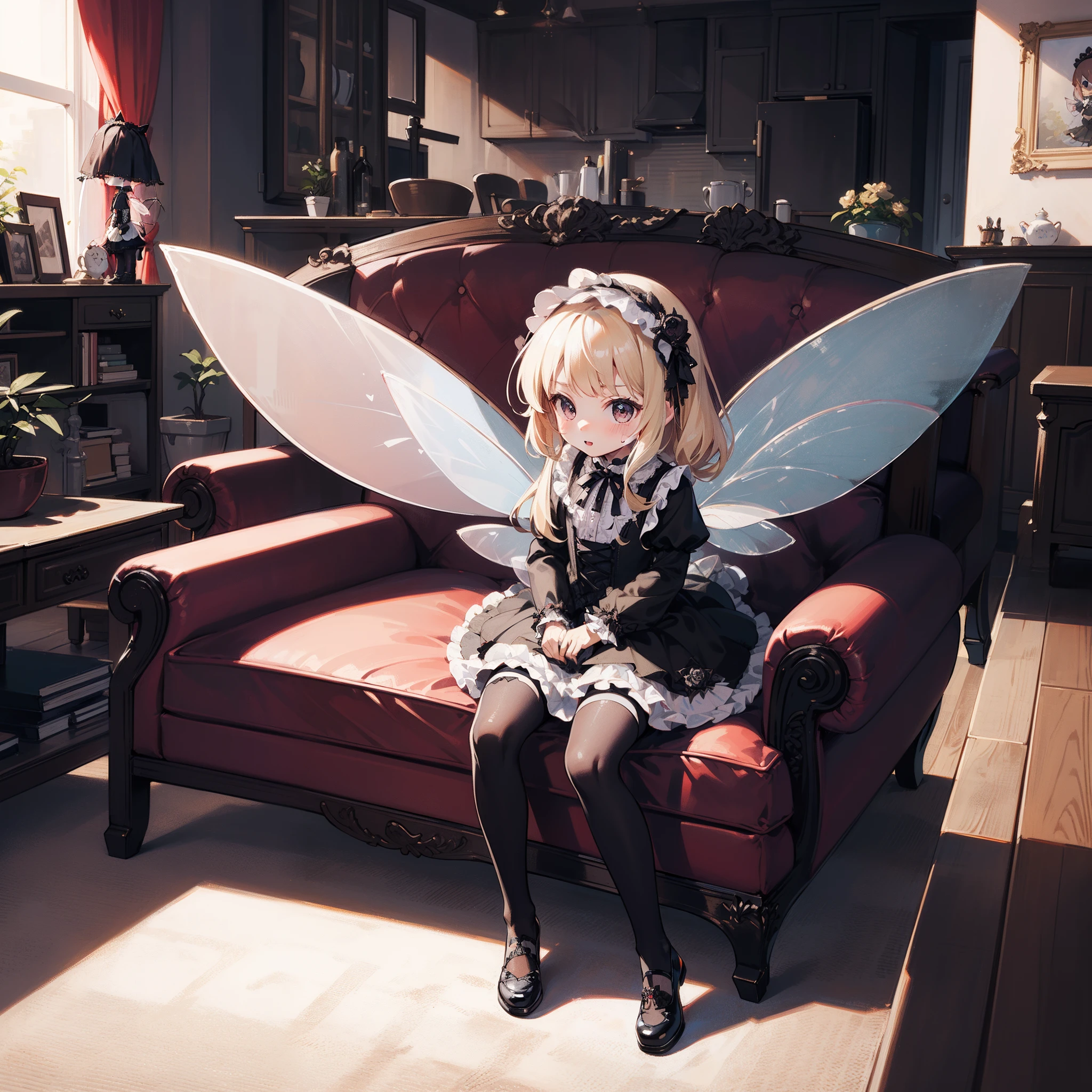 (Chibi:1.5),(very cute female child:1.6),(10 yo),action:1.6,barefoot,long hair,flat chest,wind,drooping sweat:1.5,BREAK (Gothic Lolita cloth:1.8),(Transparent fairy wings:1.6),BREAK dutch angle shot,dynamic angle:1.6,ground-level shot,low angle,full body shot,medium shot,BREAK (livingroom:1.5),Summer,day,BREAK (4K), (Raw photo: 1.2), (Realism: 1.4), (masutepiece: 1.3), (exquisite detailing: 1.2), Delicate and beautiful details, (Eye Detail), (Facial Detailed), (Highest Quality) :1.4), (Hyper-Resolution: 1.2),(very detailed illustration), Best Quality,depth of fields, Wide light, natural shadows