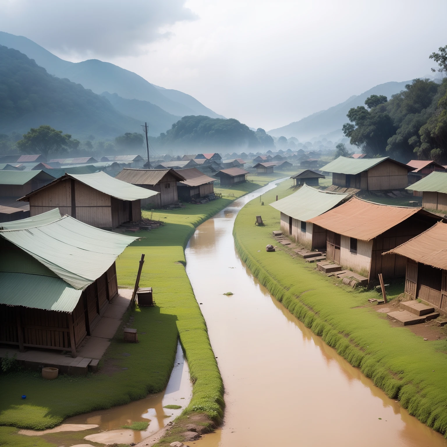 Manipuri village in dreamy times