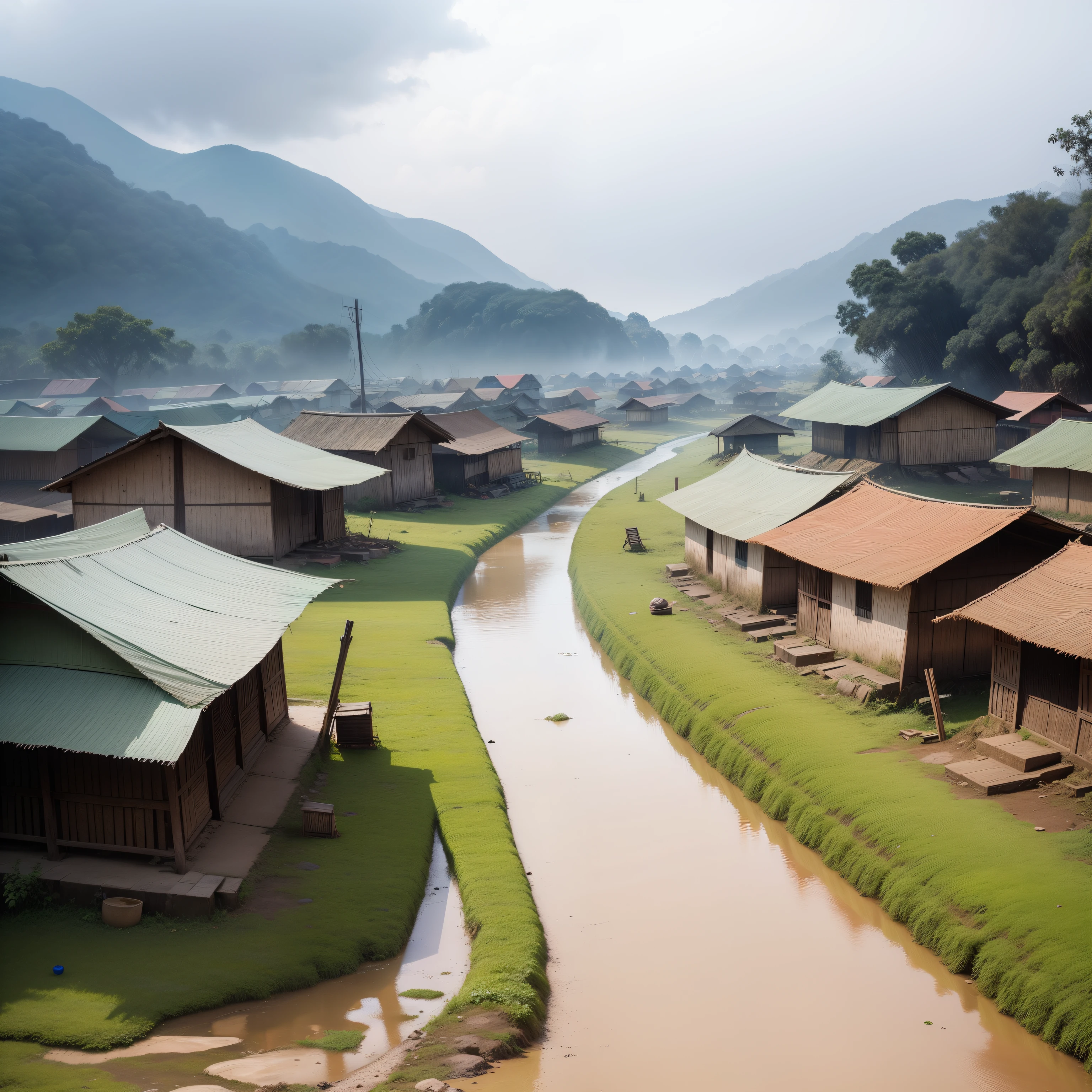 Manipuri village in dreamy times