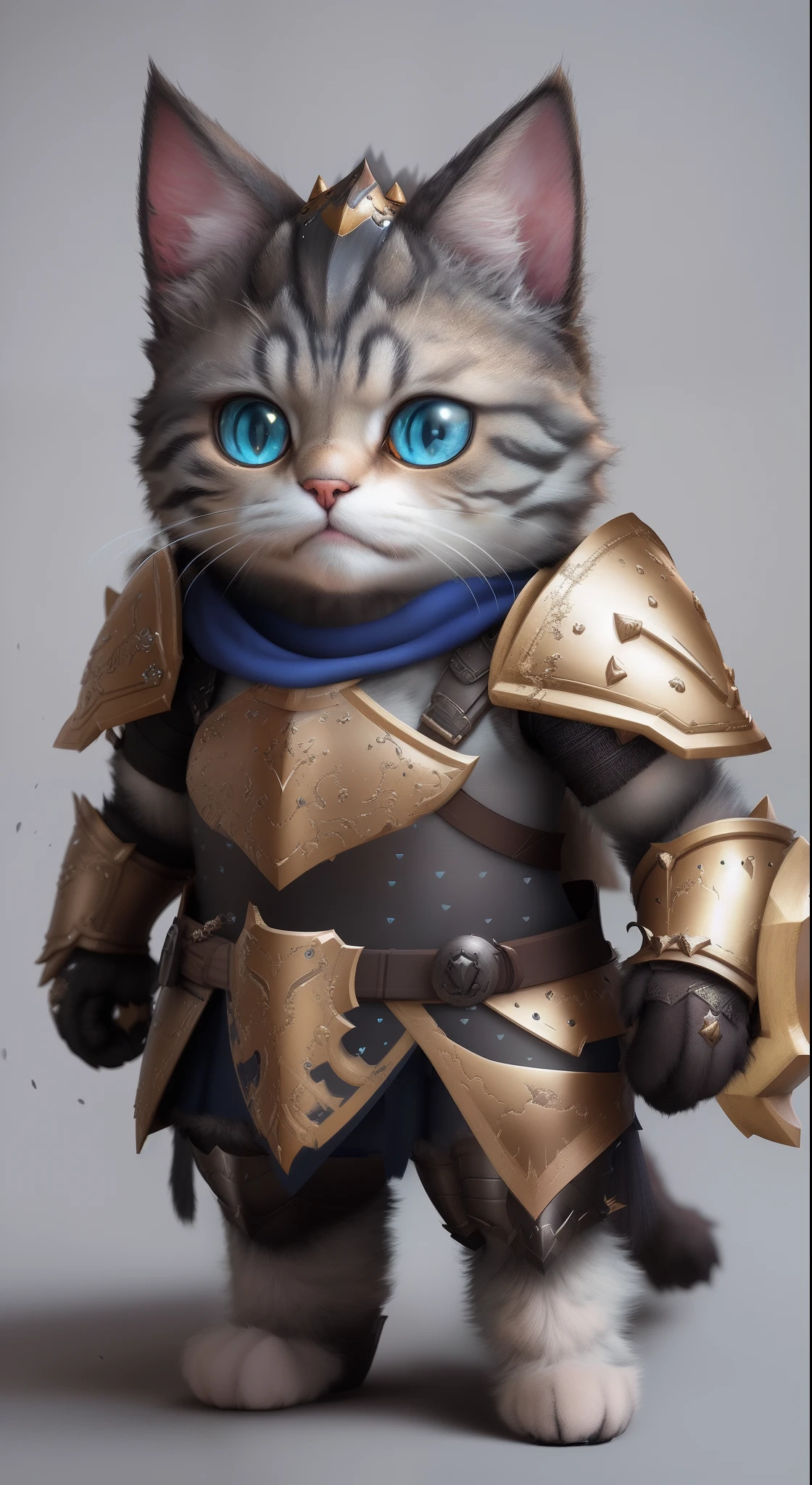 Super cute furry cat warrior in armor, realistic, 4K, super detailed, vray rendering, unreal engine, midjourneyart style