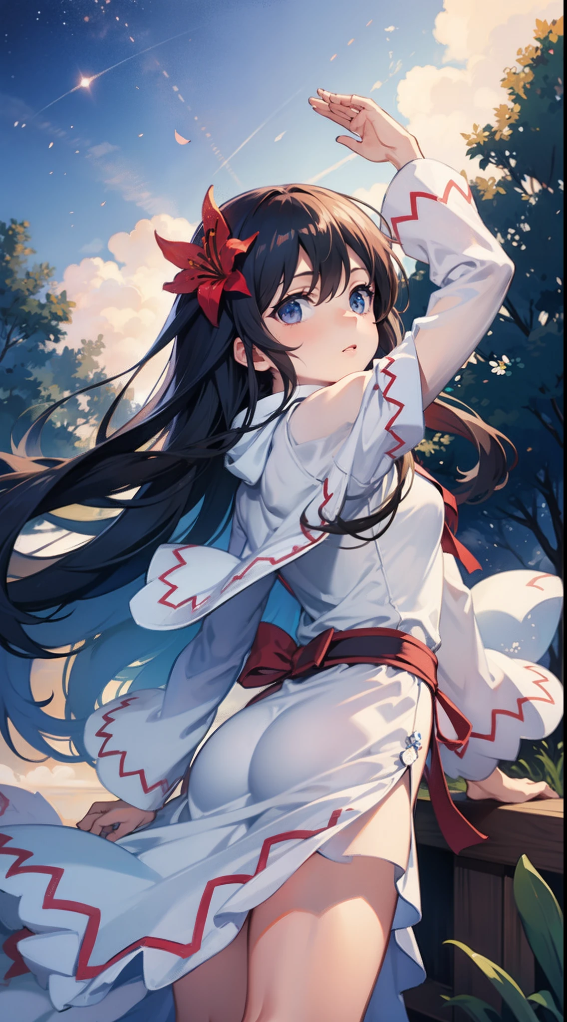 lily white,Whole body, sky