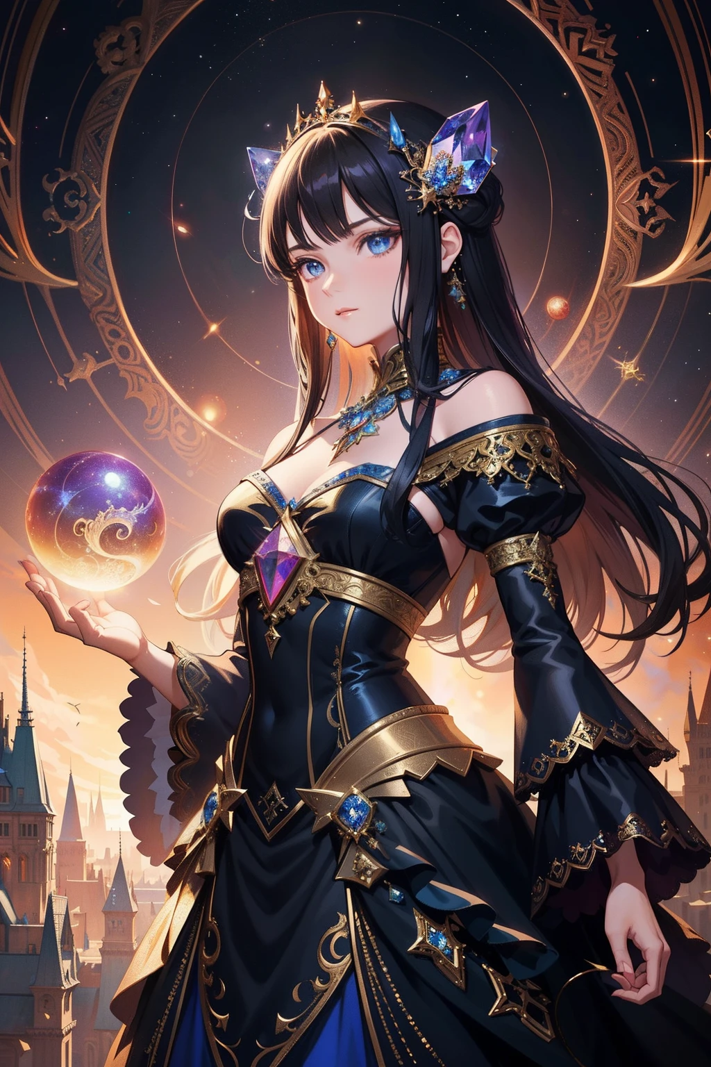 ((Finest quality)),(超A high resolution),(ultra-detailliert),((Best Anime)),sharpnes,vivid:1.1,The Art of Phenomenal Depictions, (1 female horoscope),Mysterious,veils