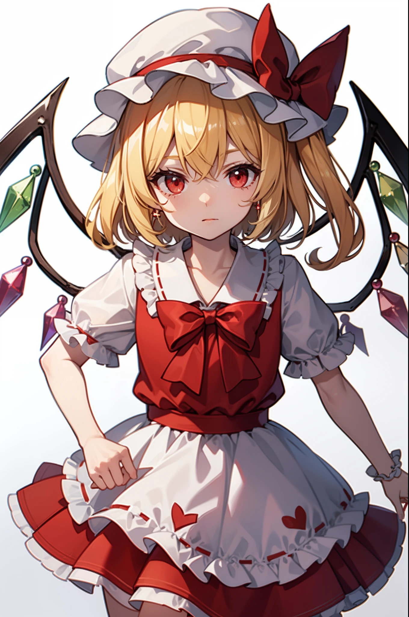 Anime girl in a red and white dress and hat with a bird - SeaArt AI
