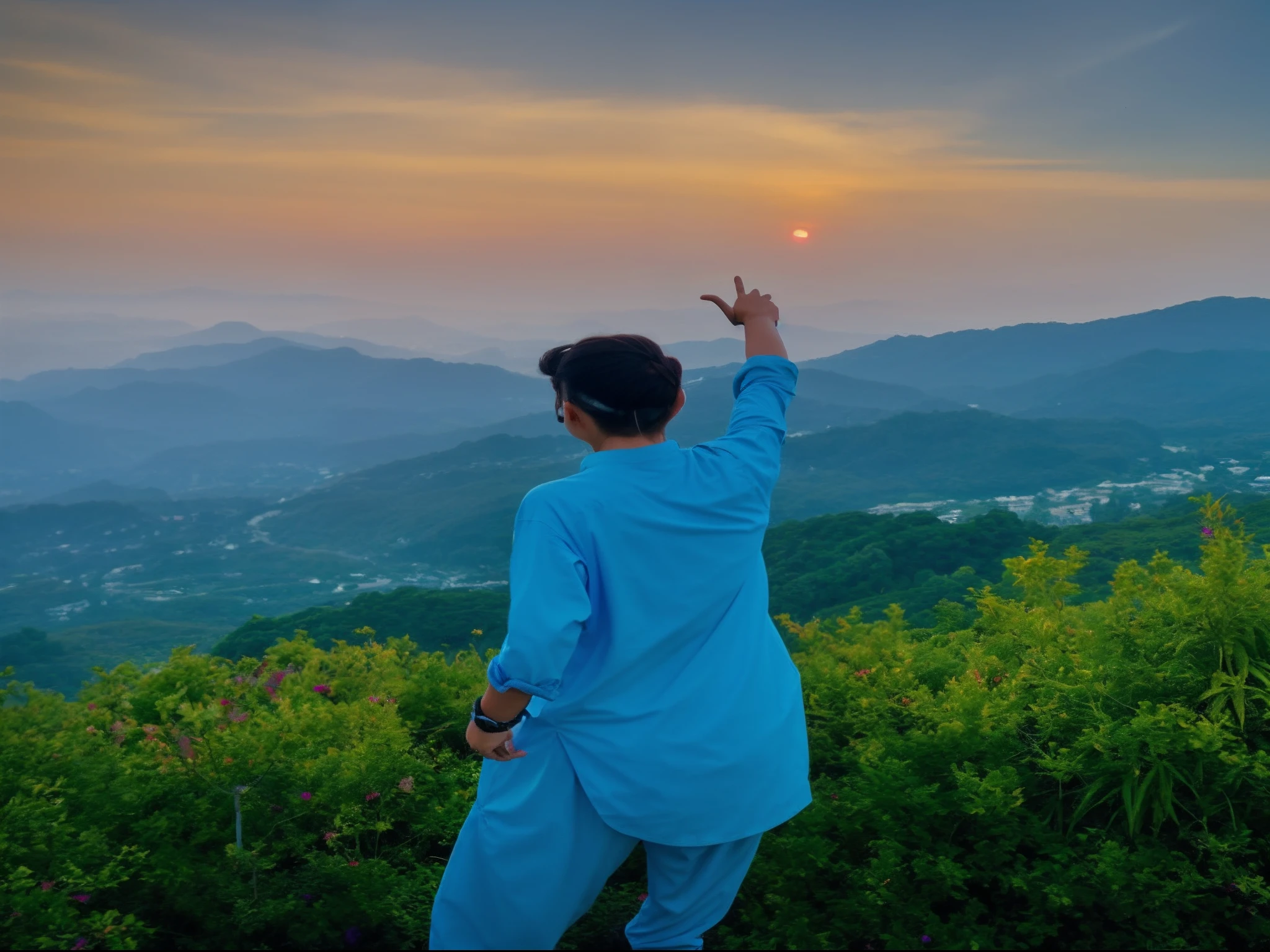 Sunset, evening glow, distant view, realistic, rich colors, gorgeous and colorful, wide-angle lens, shooting in the evening, positive film, naturalistic style, high-definition filming.