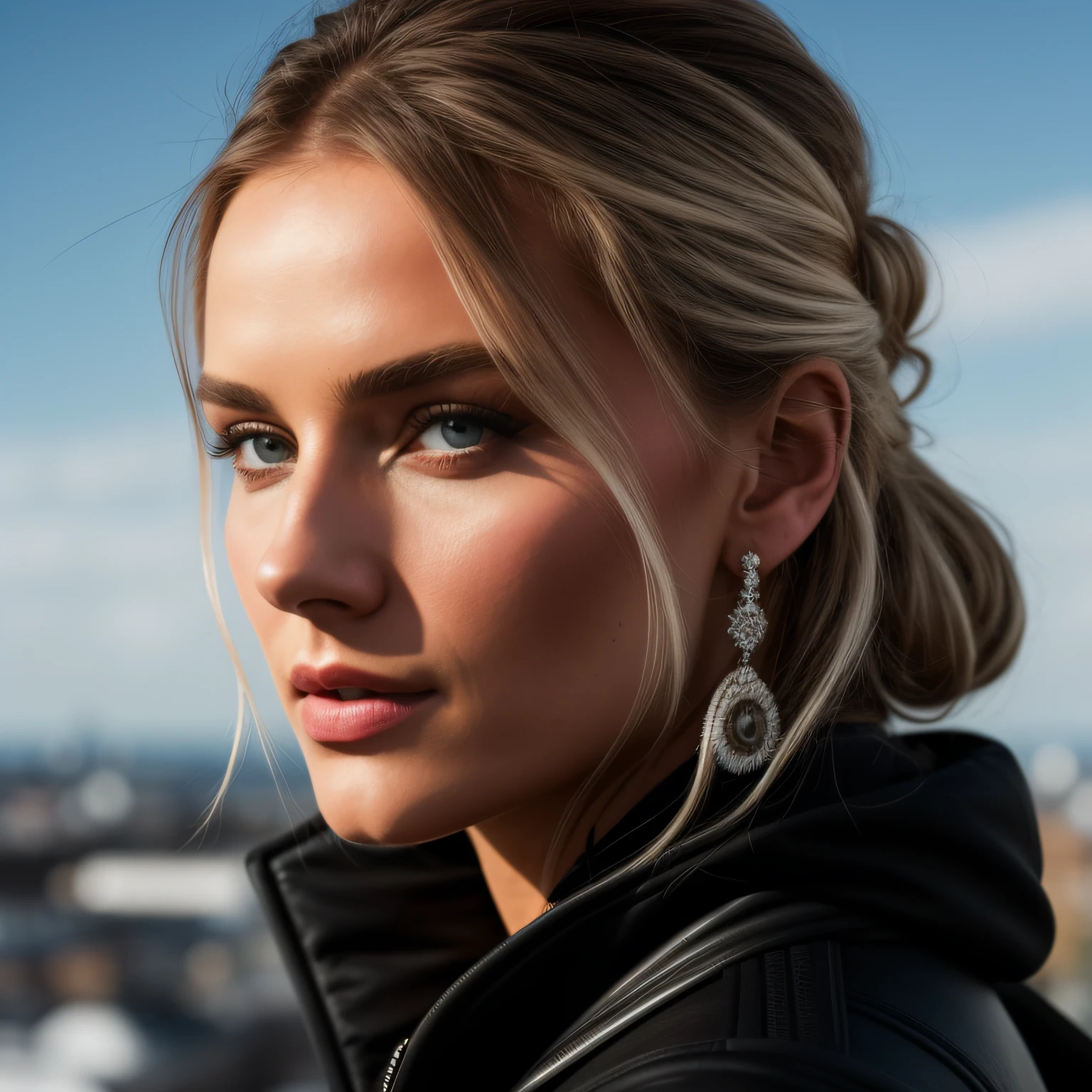 Unser atemberaubendes schwedisches Instagram-Model, immer perfekt gestylt mit blonden Haaren, wird jetzt in einer urbanen Umgebung gezeigt. She wears a fashionable outfit, that emphasizes their beauty. In diesem Bild ist sie inmitten einer lebendigen Stadtlandschaft, die ihre Eleganz und Anmut noch mehr hervorhebt. Das Bild sollte fotorealistisch sein, to capture every detail of their skin texture and distinctive features in high resolution. We would like to, dass dieses Bild ein Meisterwerk des Realismus ist, mit sattem Kontrast und lebendigen Farben. Es sollte den aktuellen digitalen Kunsttrend auf Artstation widerspiegeln und in beeindruckendem 8k HD High Definition detailliert realistisch sein. The quality must be ultra-high, um jeden Aspekt des Models und der Umgebung in voller Pracht darzustellen. Verwende Fotografie-Techniken wie bei Lee Jeffries' Nikon D850 Film, mit einem f/1,6 Lens for dramatic light and rich colors. Die Textur des Models und der Umgebung sollte ultrarealistisch sein, und die gesamte Szene sollte einen cineastischen Effekt haben, um das Bild in den sozialen Medien und auf Artstation zum Trendsetter zu machen.