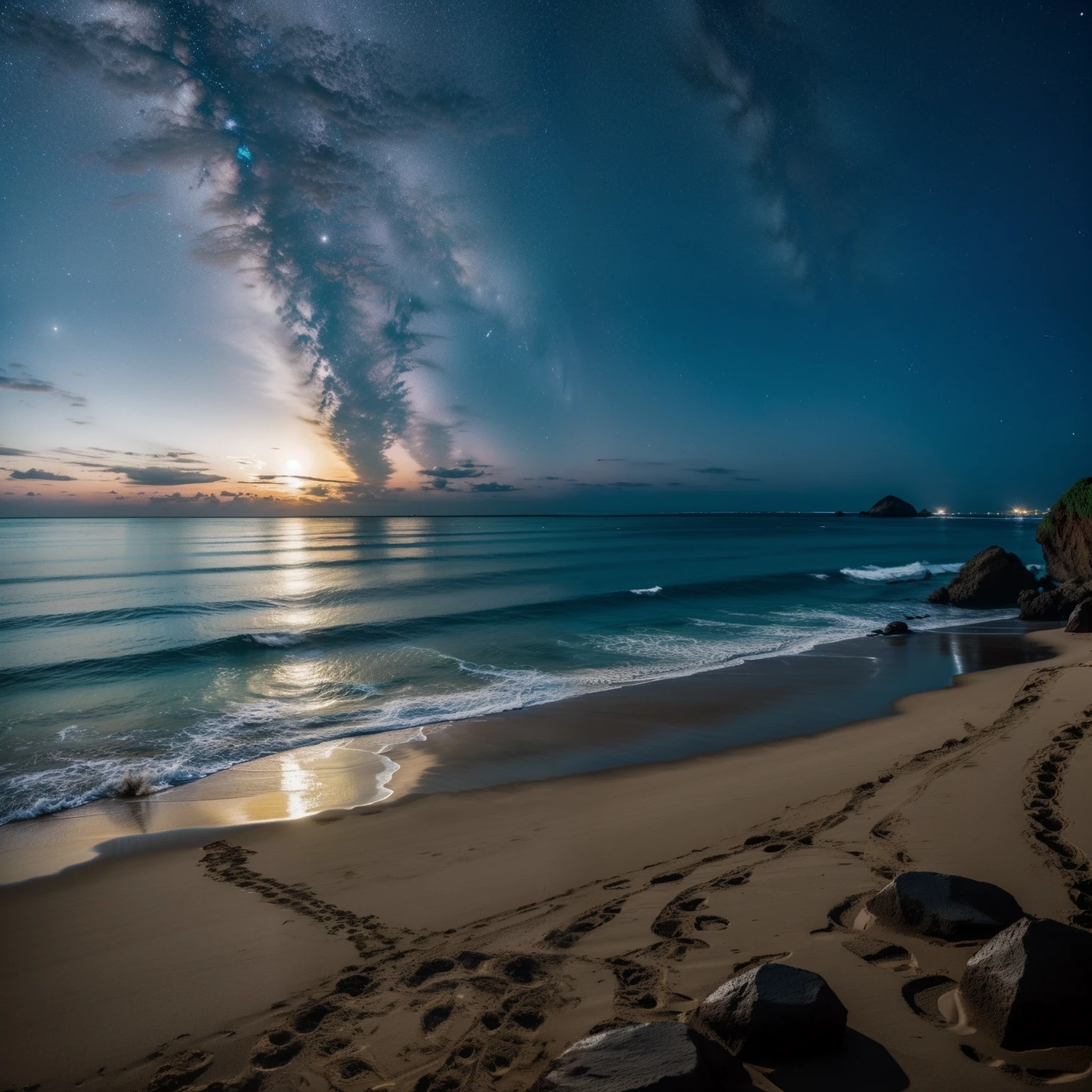 BioPunkAI
Praia a noite com coqueiro e a lua