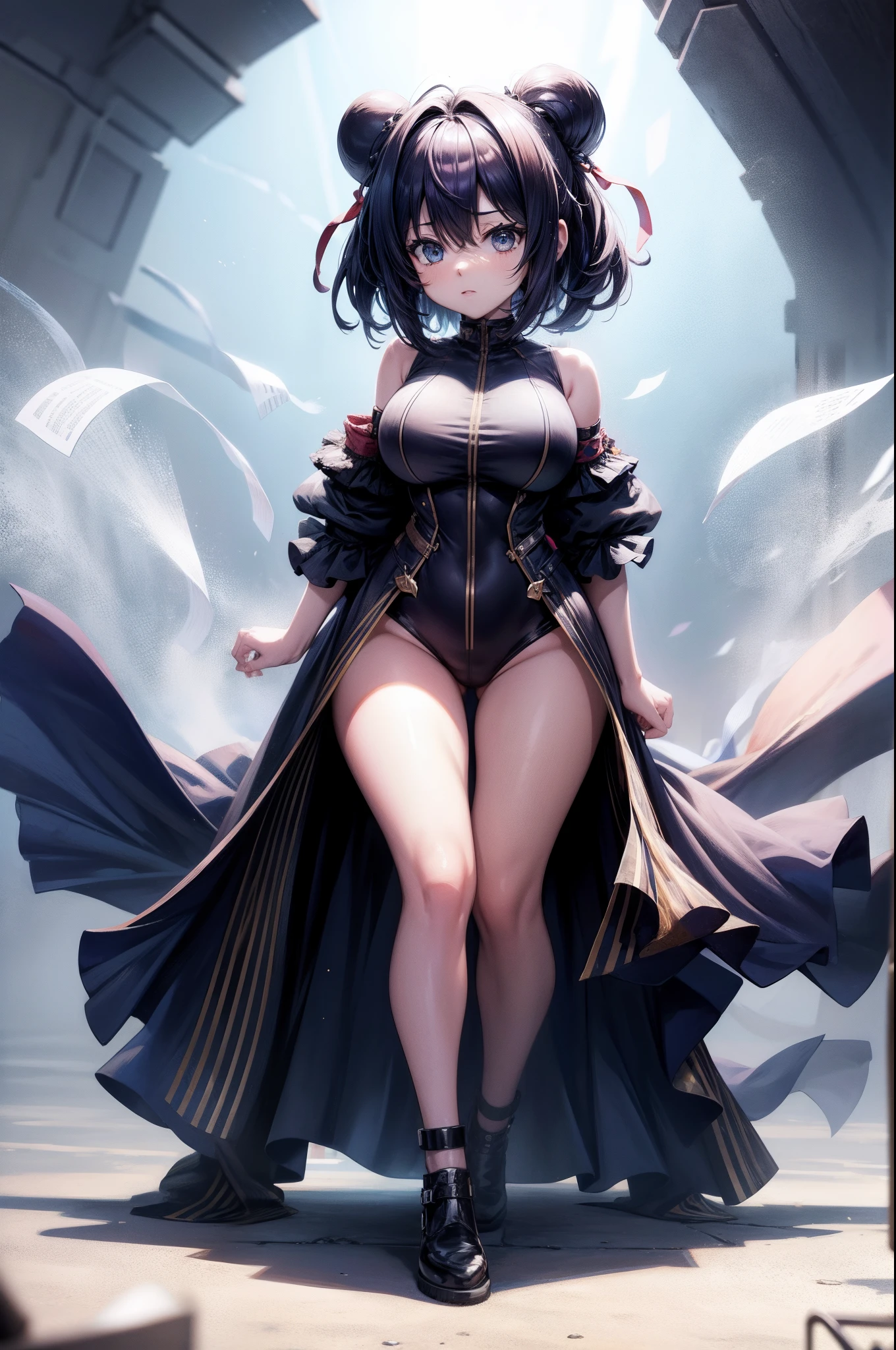 masterpiece, best quality, high-resolution, finely detailed, extremely detailed and beautiful, distinct image, 1 girl, solo, beautiful young teenage girl, , tanned white skin, long loose and flowing silky negligee sleepwear, short shoulder length hair, sleek dark violet-black hair, Pixie cut hair, big round velvet colored eyes, fringe bangs over forehead, oval shaped face, sharp facial features, high-bridged nose, full cherry pink lips. medium height(172cm). D-cup breasts, small narrow waist. small delicate curvy hips, smooth silky thick thighs, large round ass, hourglass figure, slender and slim build with a toned and fit physique , standing upright, full body picture, hip-level shot. classy and opulent bedroom setting