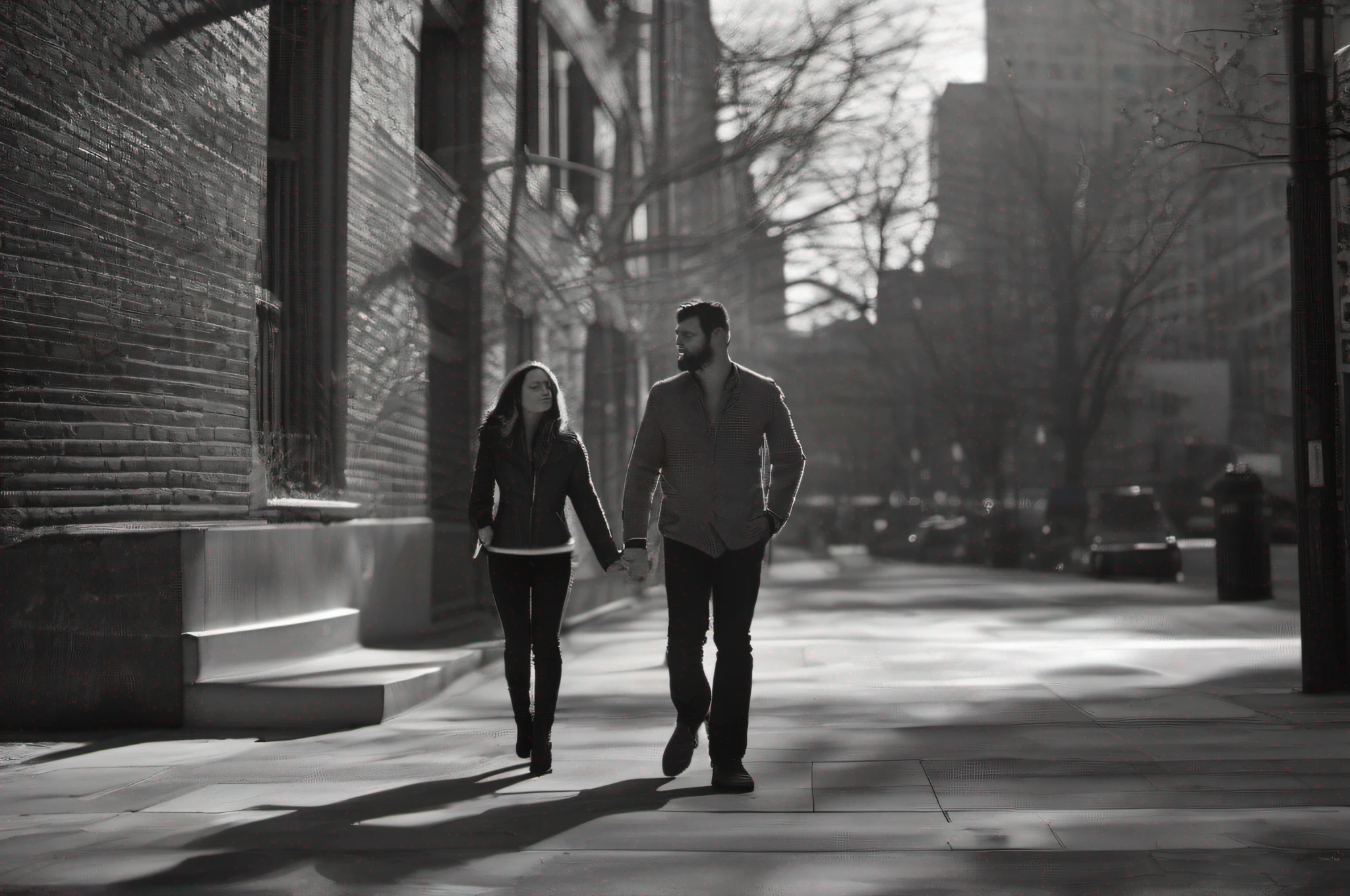 (((urban light and shadow in the style of Alan
Shcaller))), (((full body shot))), New York 1972, full of people, dramatic light,  ((a portrait of a man and a woman)), (((wide angle) shot)), (mottled light and shadow, depth of field,),  cinematic, (ultra high res, best quality,), (8k, raw photo, best quality, masterpiece, hyper realistic), best quality, masterpiece, wallpaper, official art, amazing, finely detail, an extremely
delicate and beautiful, extremely detailed, highly detailed, sharp focus, rich background, (real person, photograph), ((high detailed skin)), 8k, ((black and white)), intricate