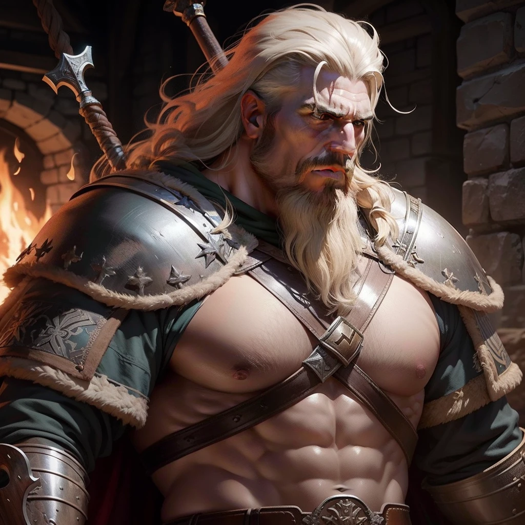 um guerreiro medieval com um grande machado, viking