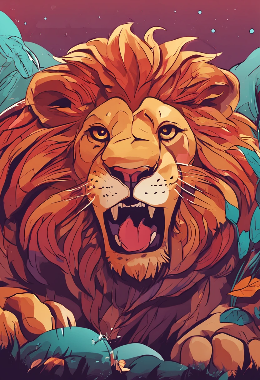 arte vetorial de um "cara de leao" mixing the adorable charm of a lion . Portray the lion with an expression of hope and strength