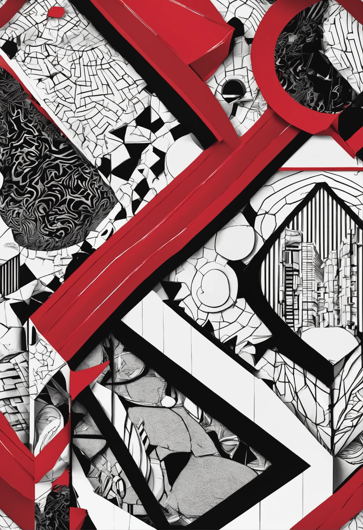 Imagine a captivating sci-fi wallpaper that transports you to a realm of geometric wonders. This intricate design is a tapestry of complex shapes, meticulously crafted in shades of sleek black and bold crimson red.

The patterns intertwine and intersect, creating a mesmerizing dance of lines that draw the eye inwards. Each figure is a testament to precision, with sharp angles and smooth curves harmonizing to create a visual symphony of elegance and innovation.

Against the dark expanse, the black figures create a striking contrast, while the crimson red elements add a vibrant burst of energy, like pulsating circuits in a futuristic world. The interplay between light and shadow enhances the three-dimensional illusion, making the wallpaper a dynamic playground for the eyes.

This sci-fi masterpiece seamlessly blends intricate geometry with a captivating color scheme, inviting you to lose yourself in its depths. As you gaze at this mesmerizing creation, you're transported to a realm where technology and art merge to create a visually stunning and otherworldly experience.