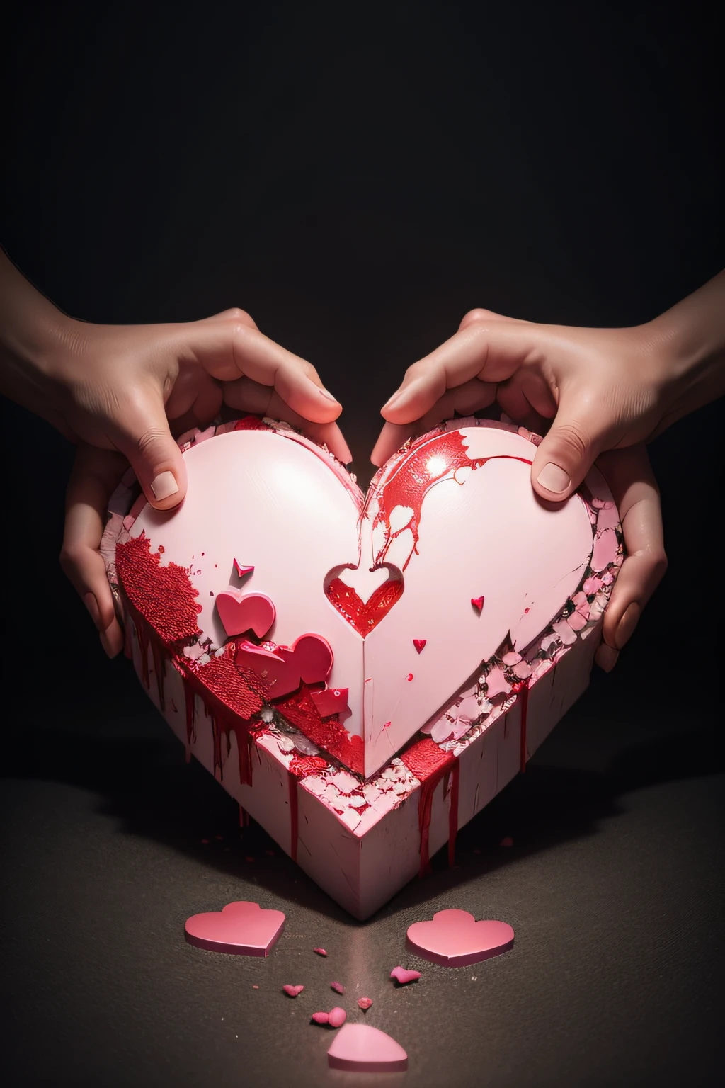 An image of a heart broken into pieces, representing an intense emotion