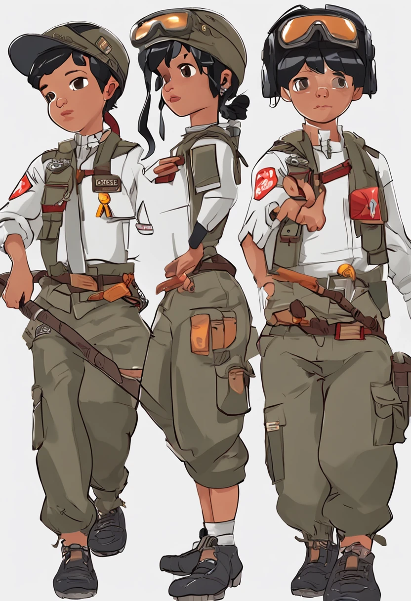 crie um personagem negro, medic, Scout and Asian of short stature