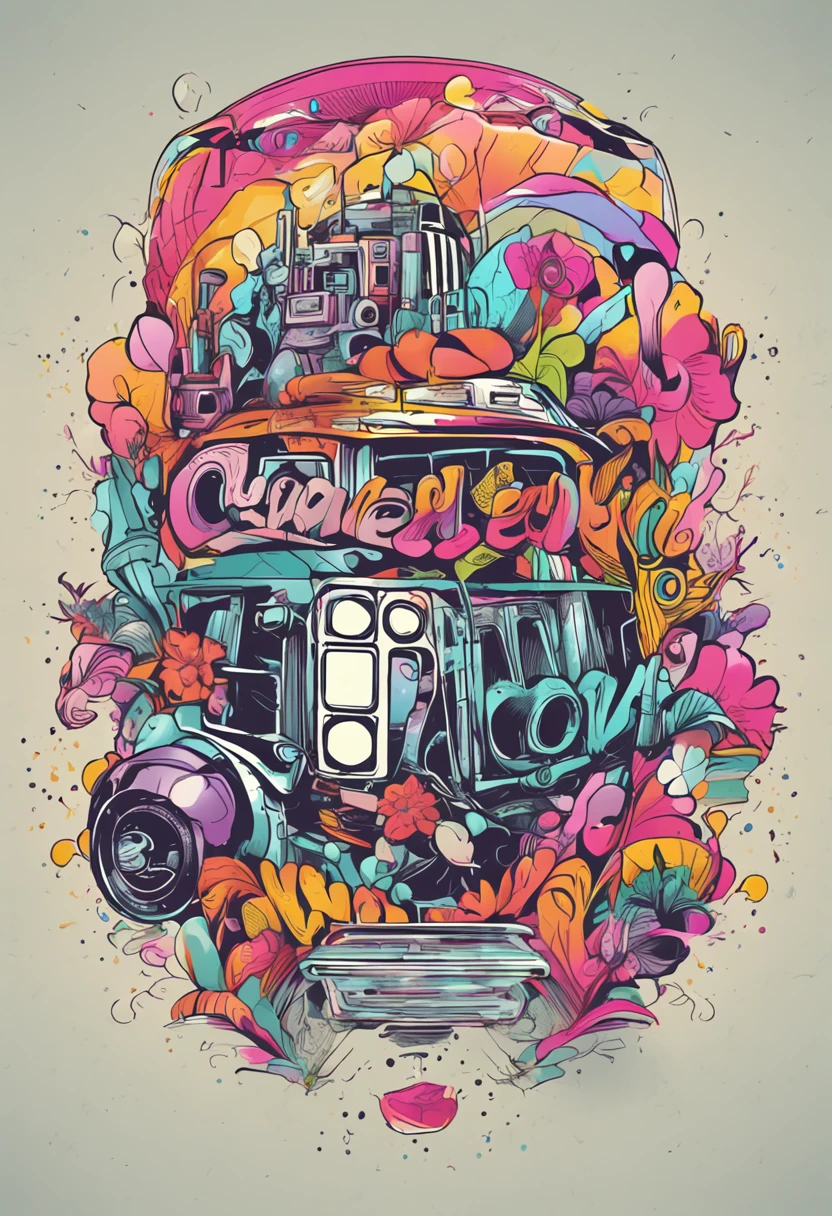 make a cover for a YouTube channel of curiosity, colorido, irreverente, caothic, aletory