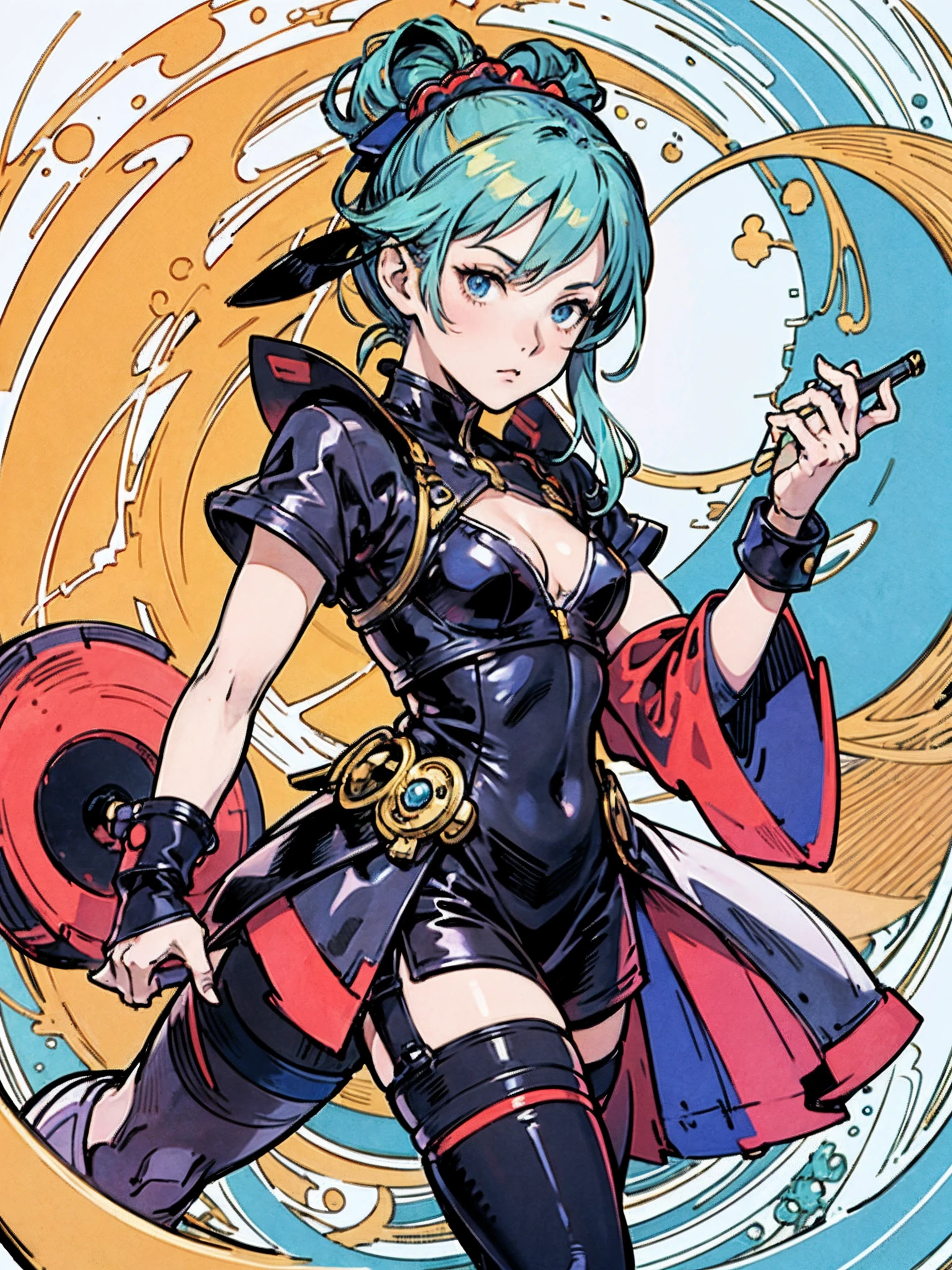 An attractive girl character like a masterpiece of anime. The texture of a still image from a Disney movie, with anime-style flat, vivid coloring and line art. An illustration with the girl in the center surrounded by various objects in the composition. Meticulously rendered clothing and accessories, a high quality masterpiece illustration. --auto --s2