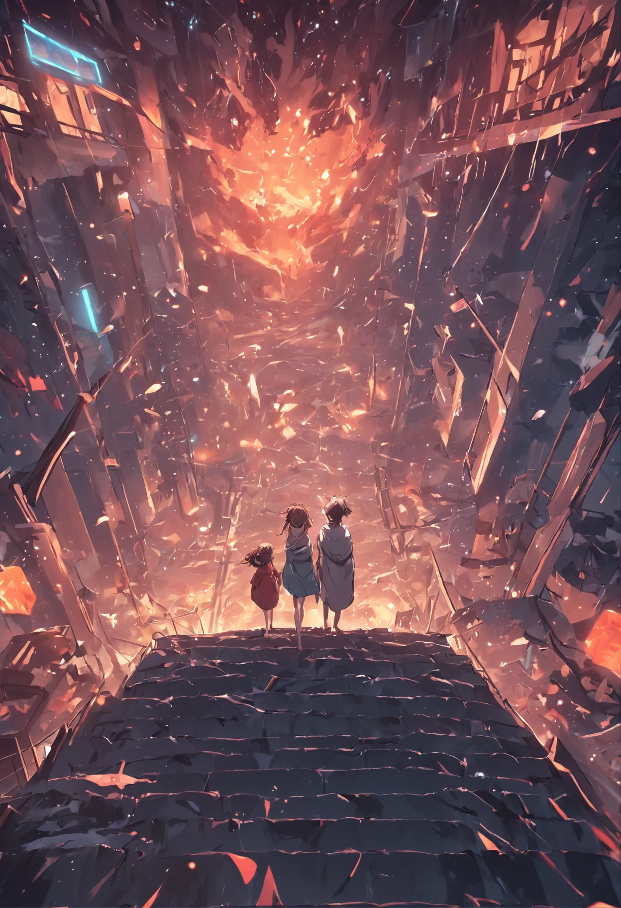 Casa, estilo 2D, Lighting from above, apocalyptic ambience.
