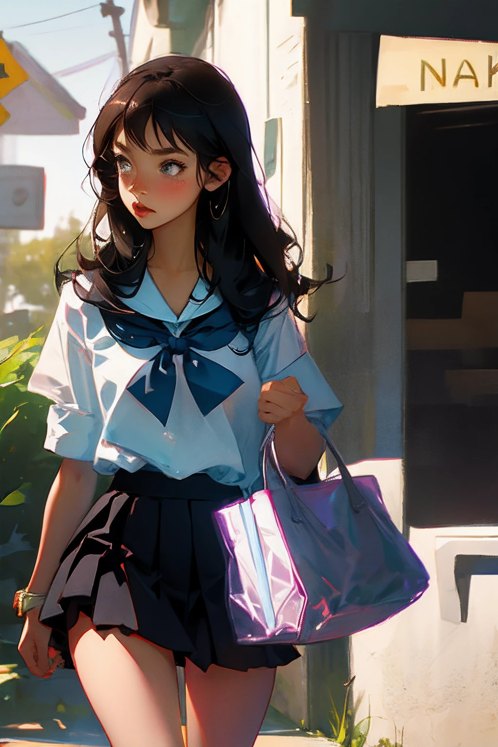 high school student,sexy,beautiful,school uniform,wet clothes --auto